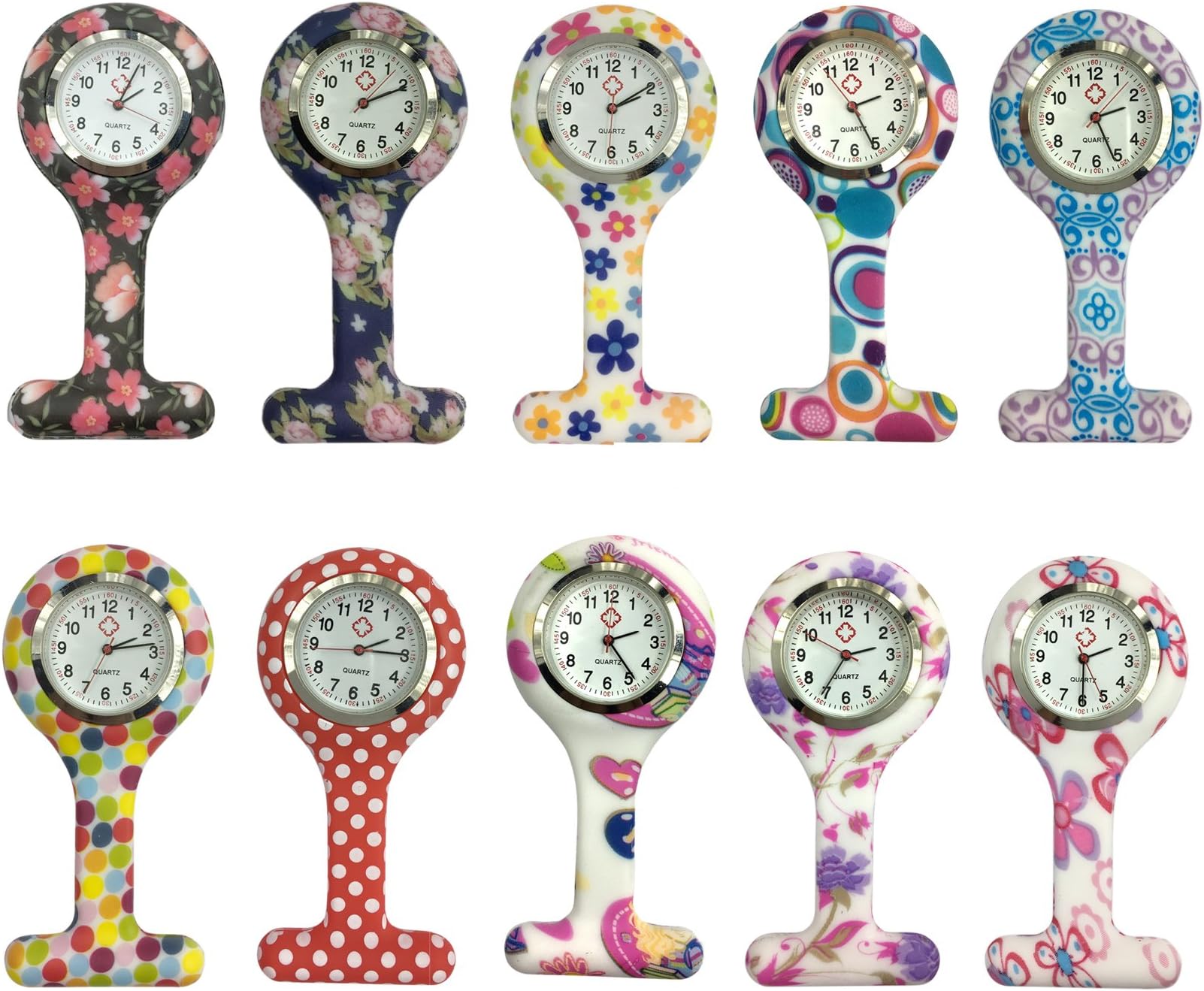 Women Square Silicone Quartz Nurse Watch Lapel Hanging Fob Watch