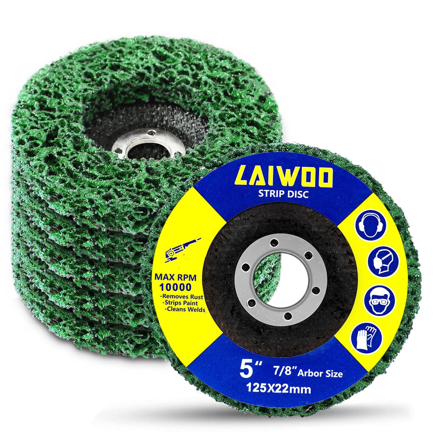 LAIWOO Disques de Nettoyage Meuleuse CSD Disque - Pour le Traitement de Surface ou L'enlèvement de la Pour Peinture Meuleuse D'angle - 125 x 22 mm Lot de 5