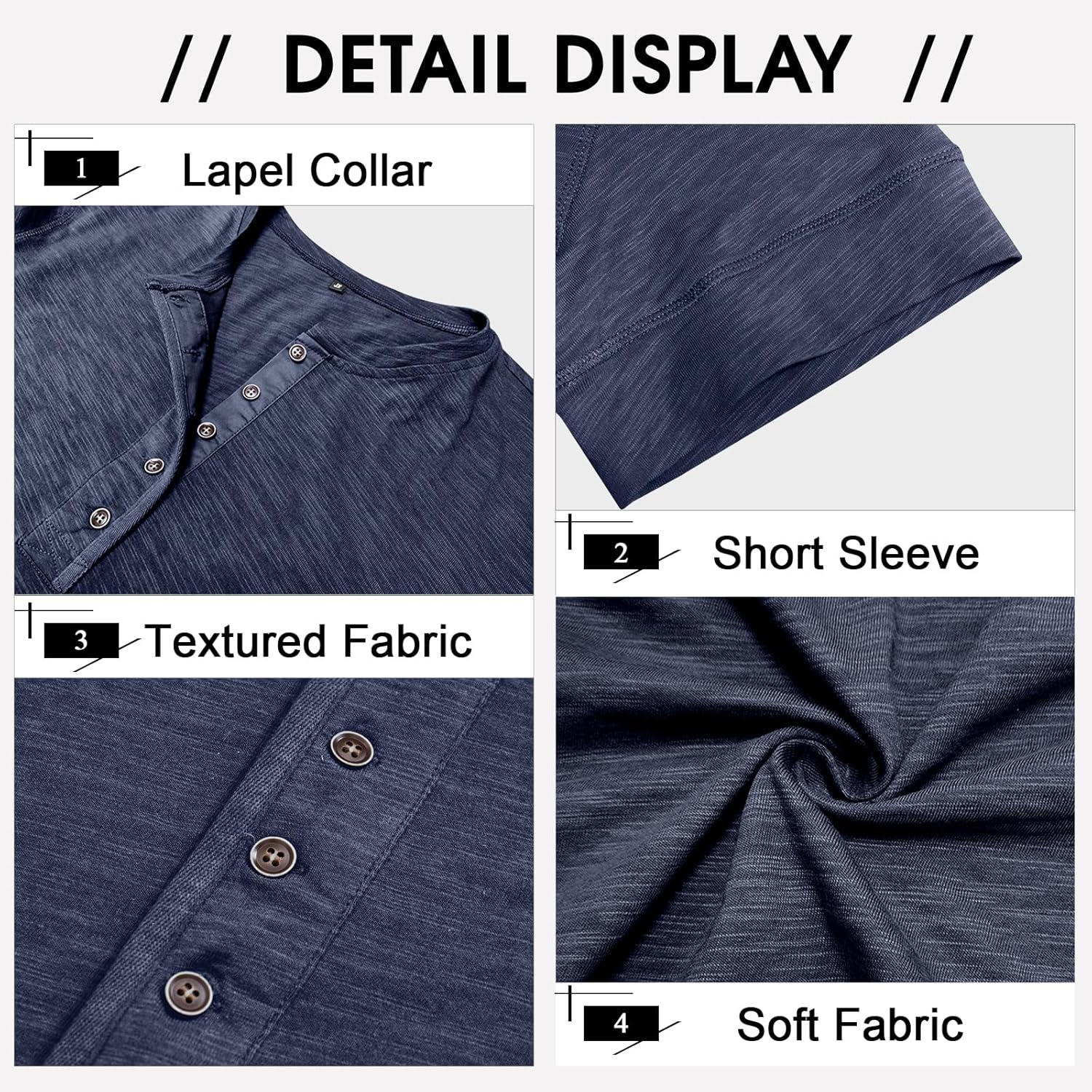 Angbater Mens Short Sleeve Henley Shirts Casual Button T-Shirts Lightweight Basic Cotton Tops - Image 4