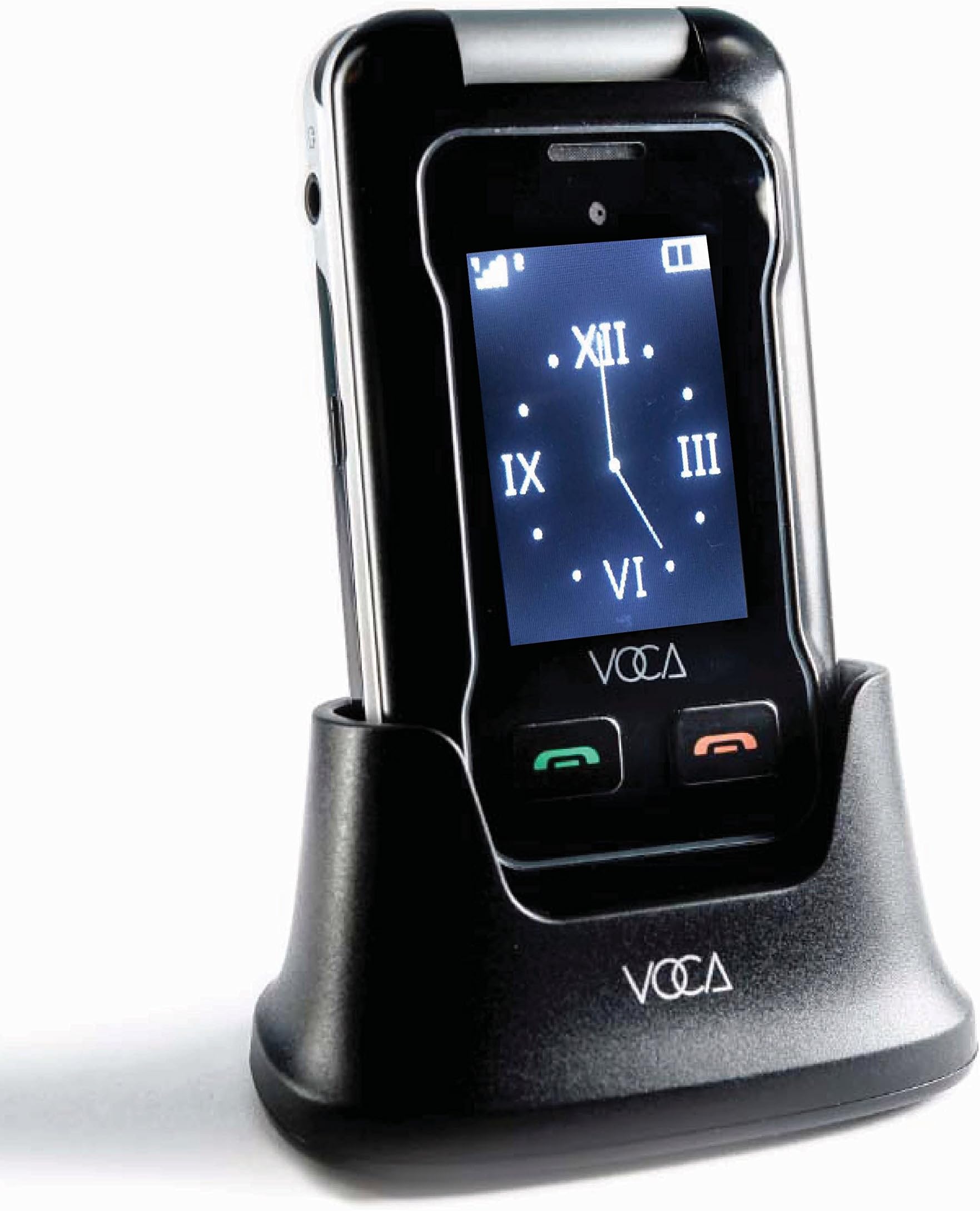 VOCA V530 Unlocked 3G Flip Phone, Dual Screen with Big Button, Predictive Text, Multi Languages, SOS Button, Hearing Aid Compatible, Easy to Use Mobile Cell Phone, Senior Citizen-Friendly, Black