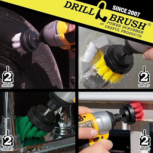 Miniatura 2 de Drillbrush - Cepillo de limpieza de 4 piezas de diámetro pequeño para uso en alfombras, azulejos, pista de ducha y líneas de lechada