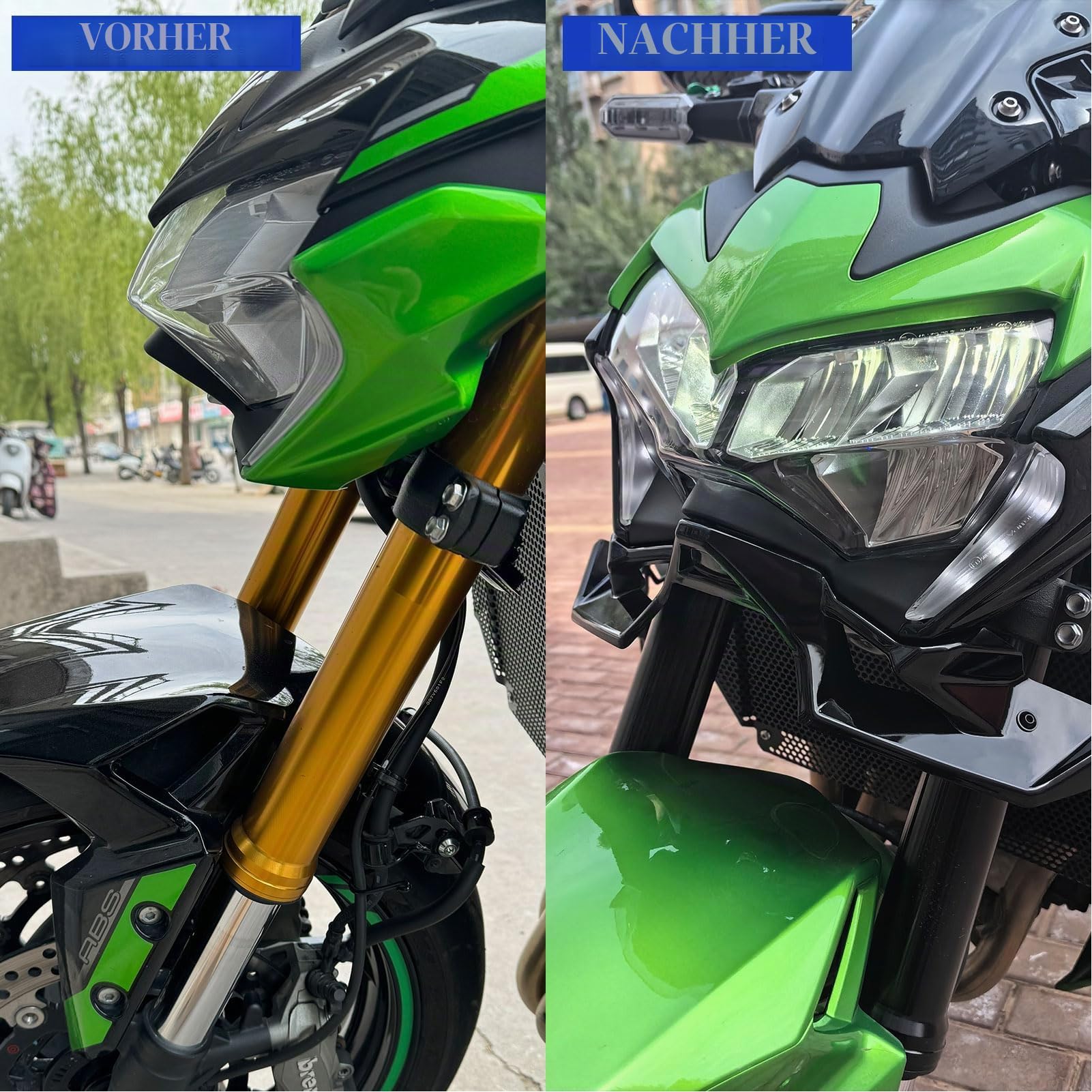 WOOGA Motorrad nackt vorderspoiler Winglet aero Dynamic Wing kit Spoiler Replacement for Ka&wa&sa&ki Z900 Z 900 Z-900 Zubehör 2020 2021 2022 2023 2024 (Kohlefaser-Look)