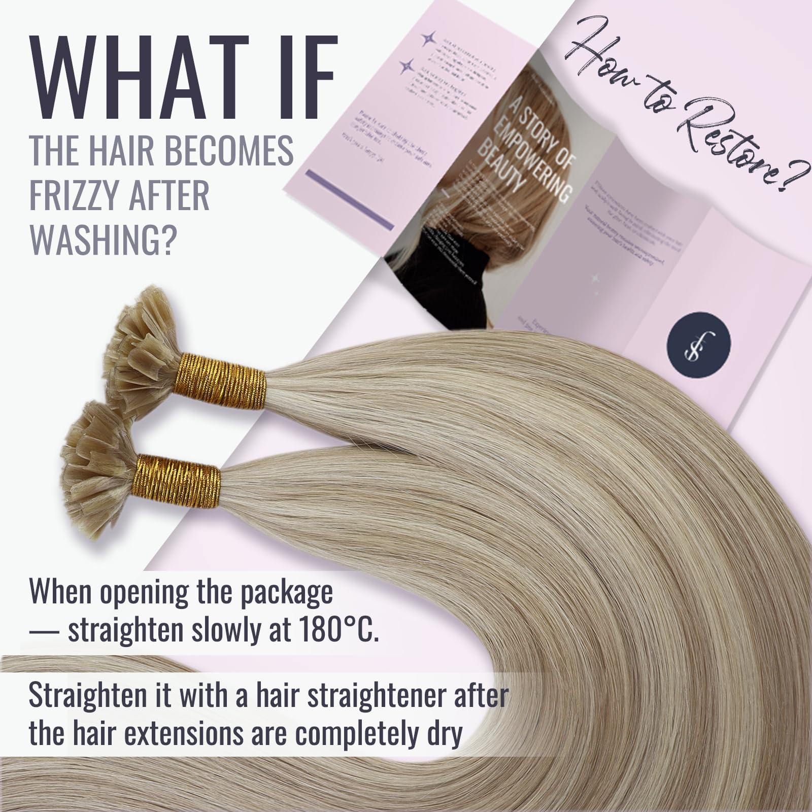 Fshine Capelli Cheratina Extension 45CM 50g Lisci Brazilian Colore 18 Biondo Cenere Highlight 613 Candeggina Bionda 1g/ciocca - Keratin Human Hair