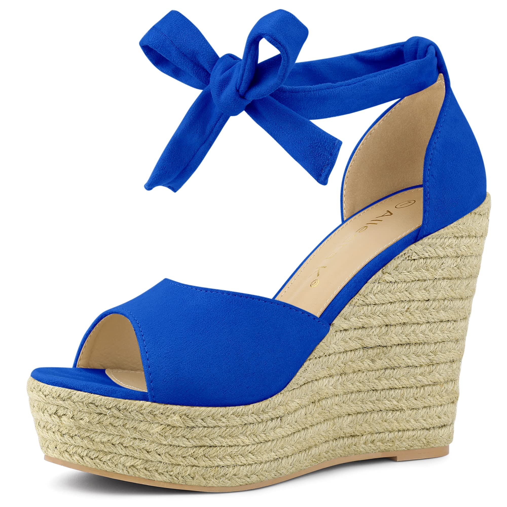Allegra K Women's Espadrilles Tie Up Ankle Strap Wedges Sandals