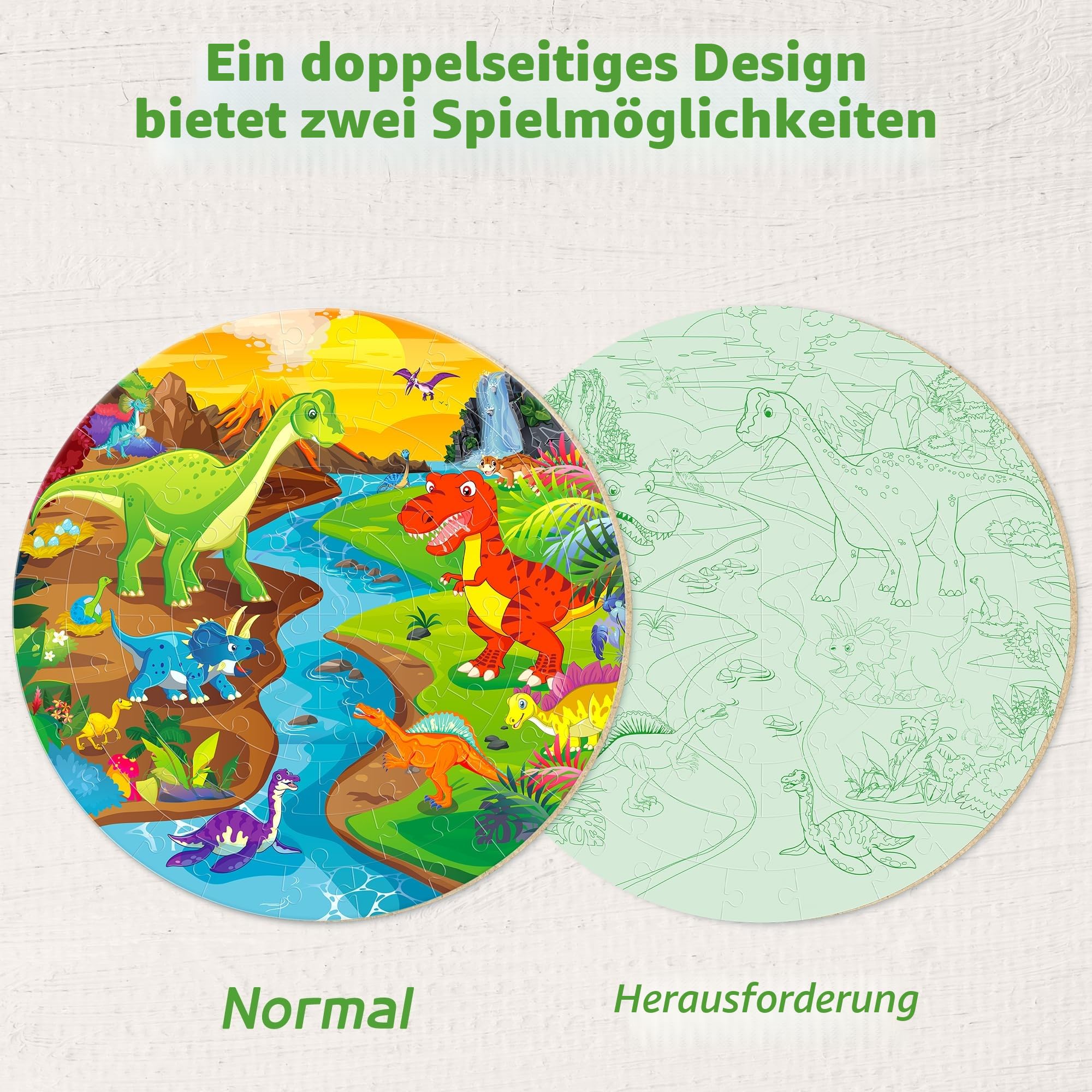 SYNARRY Große Dinosaurier Bodenpuzzle für Kinder ab 3 4 5 6 7 8 Jahren, 70 Teile Kinderpuzzle Dino Holz, Lernspielzeug Geschenk für Jungen Mädchen