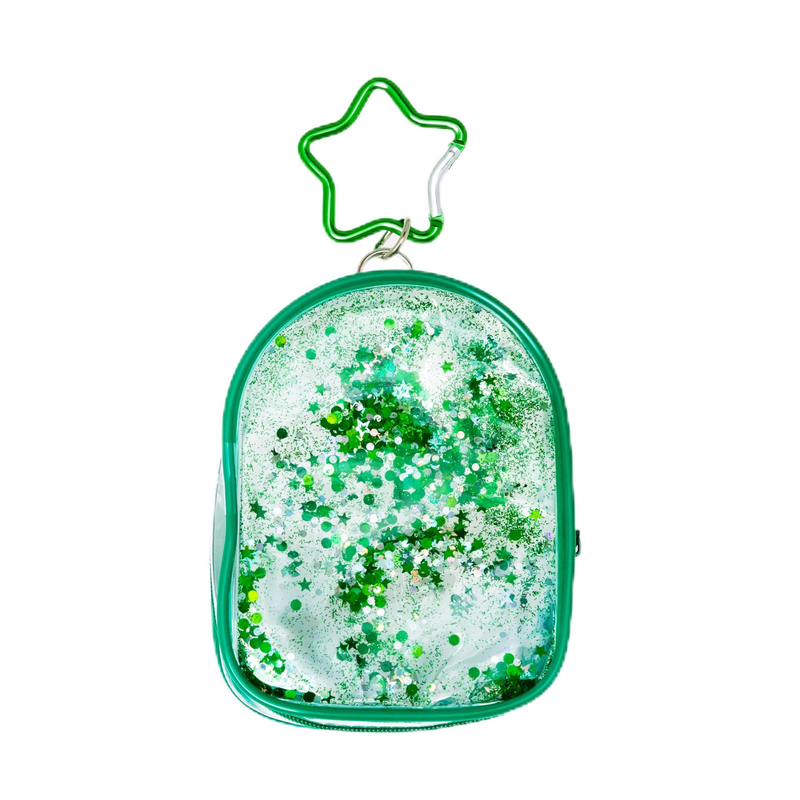 OZaKKa Mini Sparkling Plush Pouch Star Green Glitter Carabiner Japan