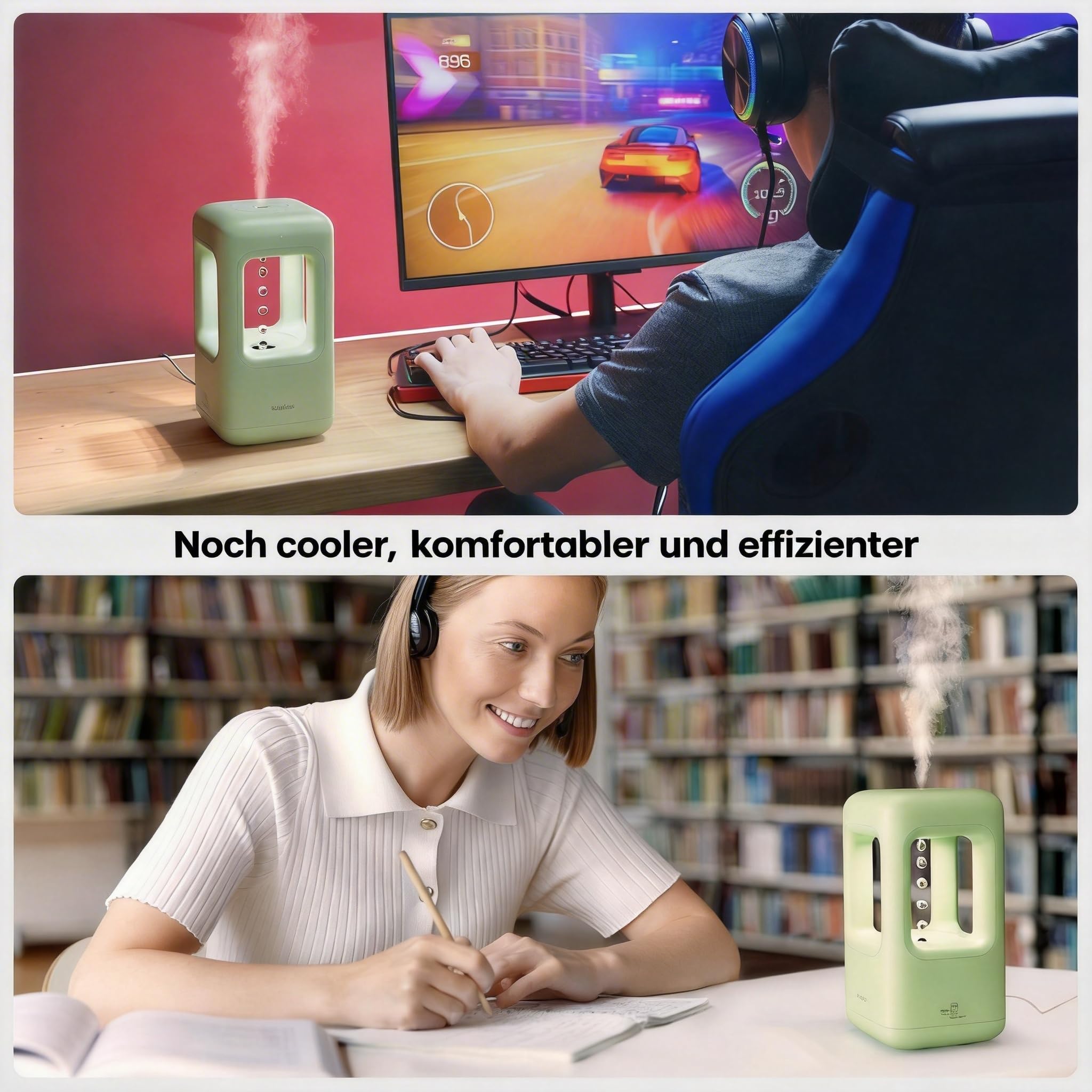 Humidificador para Dormitorio Bebé Niebla Fresco Humidificador Ultrasónico para Plantas Interiores Habitación Niños Adultos Niños Habitación Grande Hogar Oficina Verde