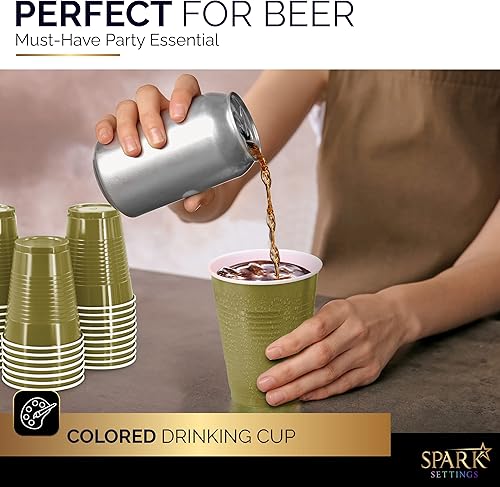 Miniatura 4 de Vasos desechables, vasos dorados de plástico de 18 onzas, fuertes y resistentes para bodas, Navidad, Halloween, paquete de 50