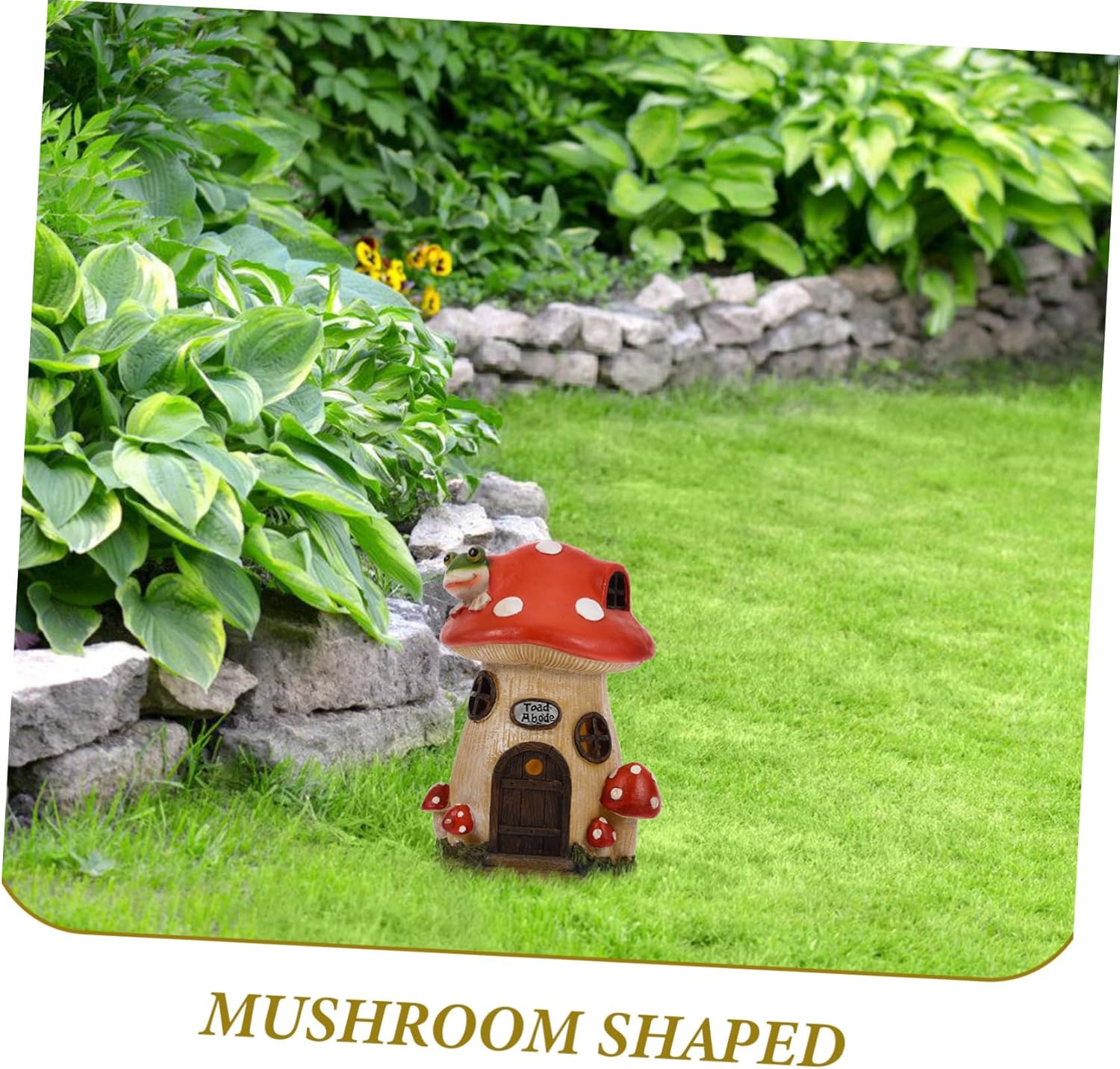 Sosoport Mushroom House Solar Light Figurine Charming Outdoor Decor for Gardens and Patios Mushroom Night Light Statue for Cute