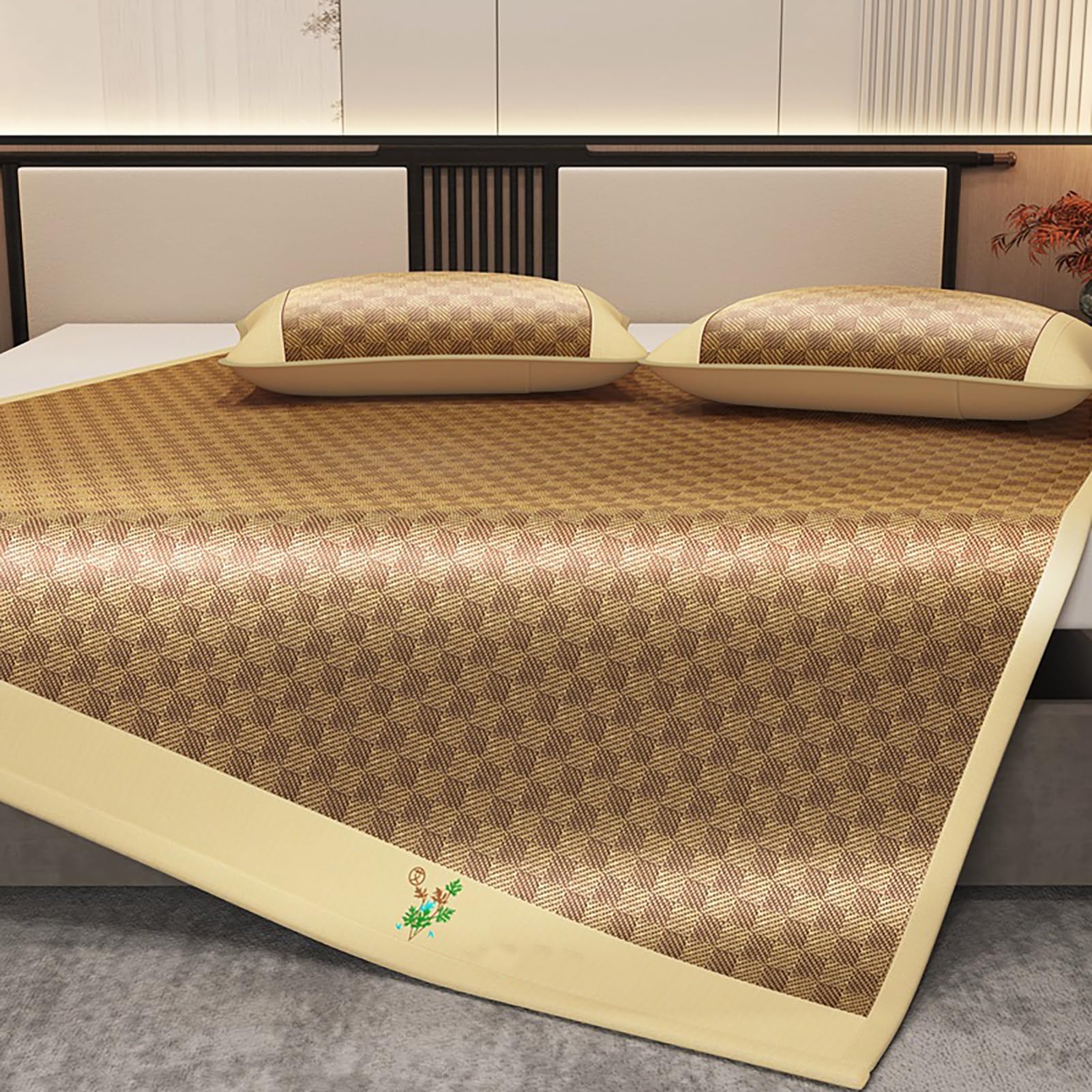 FIgpmwld Summer Bamboo Sleeping Mat Various Sizes Foldable Ice Rattan Cooling Pad For Home Hotel(E,200 * 220CM)