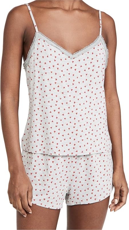 Calvin Klein underwear Flocked Hearts Short Sleeve Short Set Heather Grey Red Gala XL