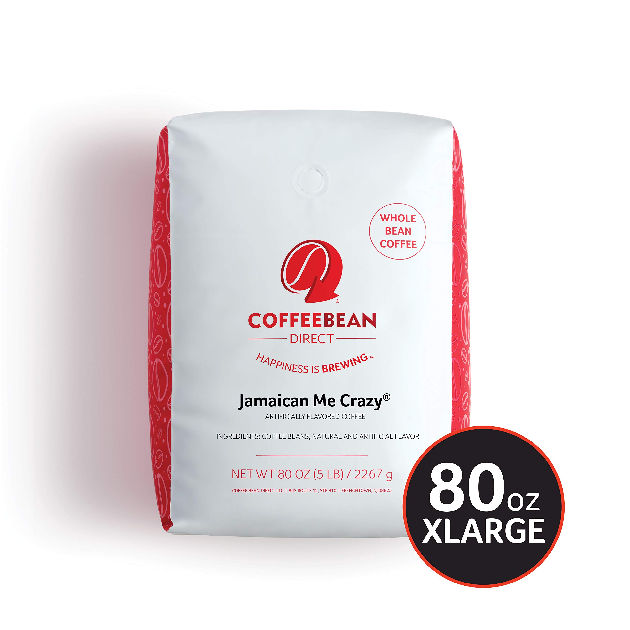 Coffee Bean Direct Jamaican Me Crazy Flavored, Whole Bean Coffee, 5Pound Bag Buy Online in