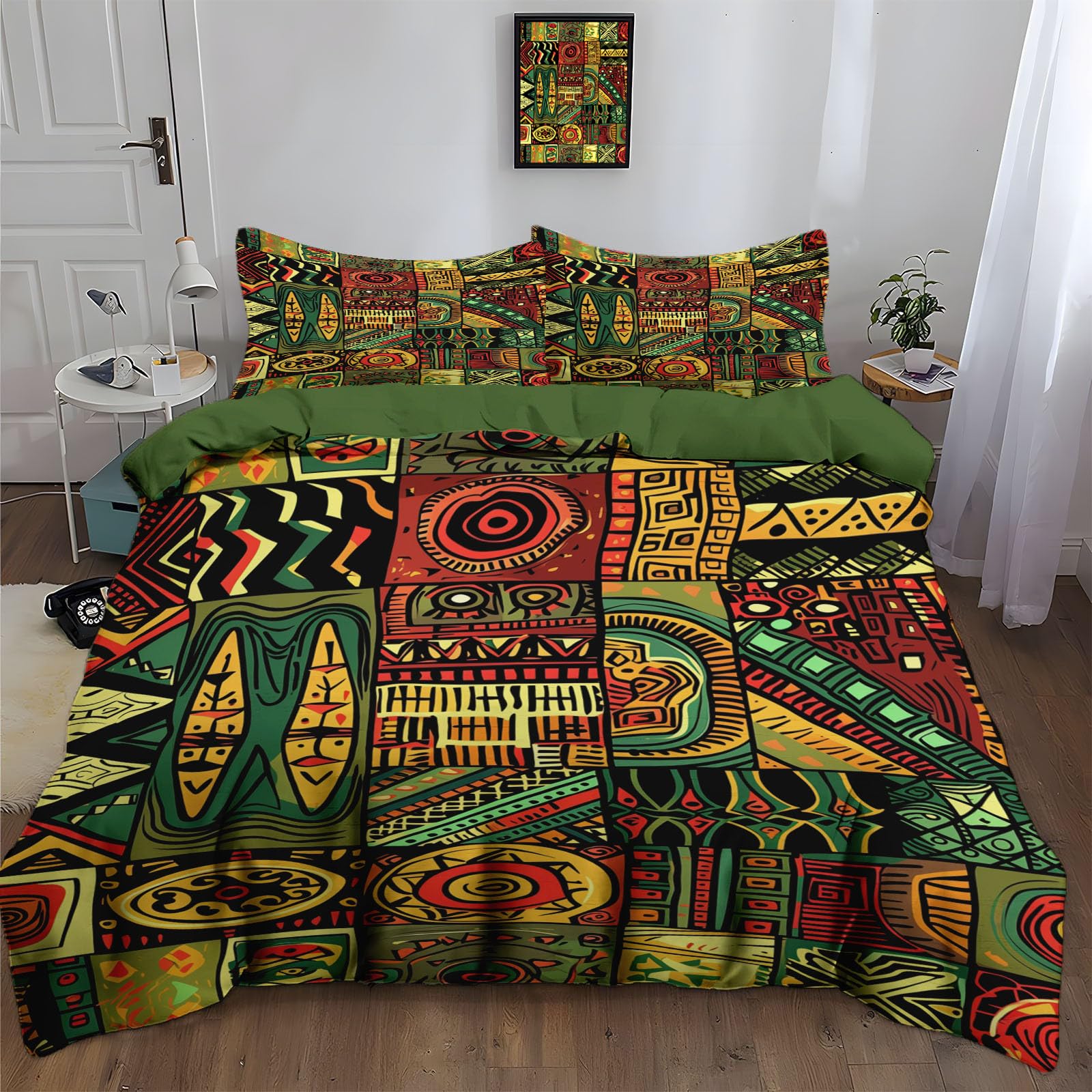 Housse de couette motifs tribaux africains 140x200cm pour sublimer une chambre rétro