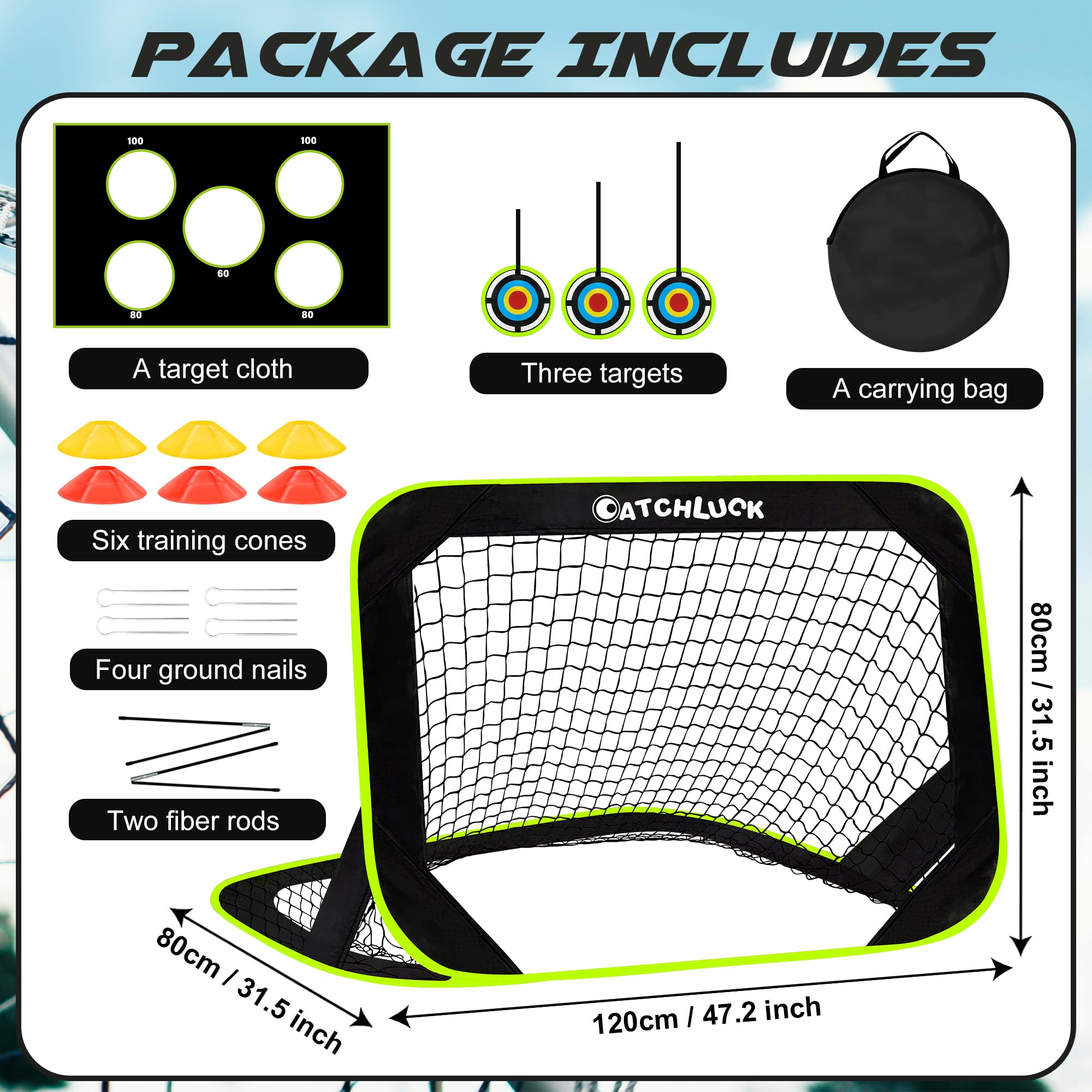 Siatki piłkarskie Pop Up Kids Football Goal, czarne