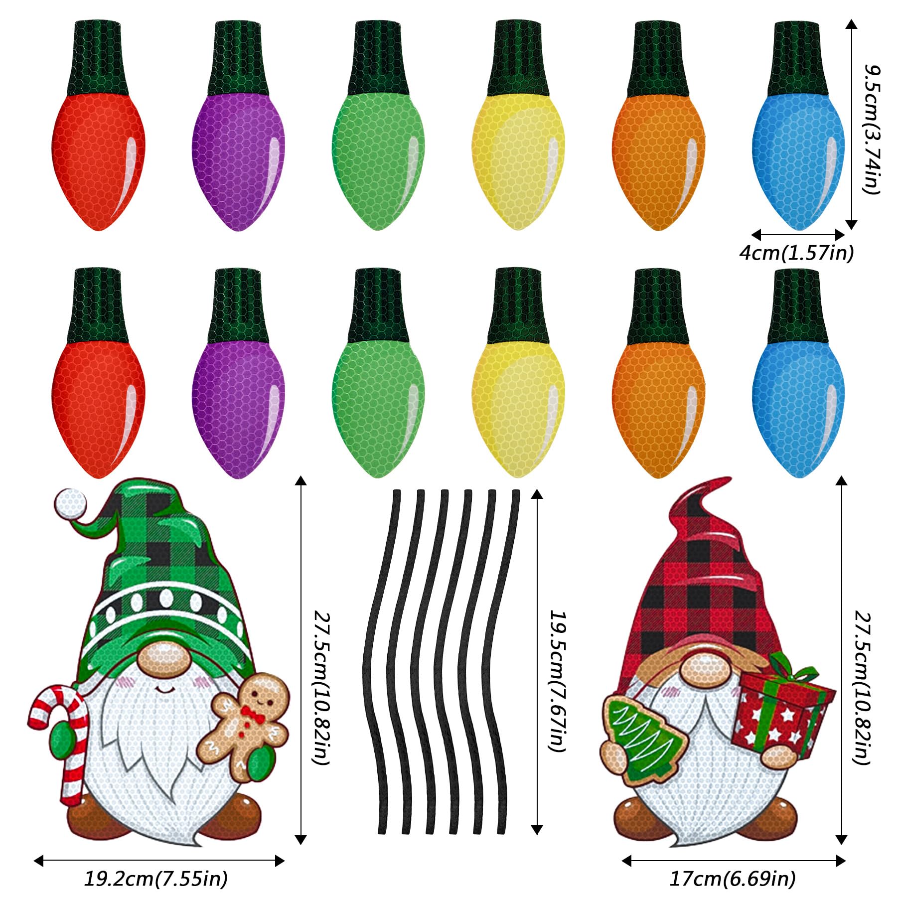20 magneti natalizi per auto, 12 pezzi, riflettenti, con 6 fili magnetici e 2 calamite di Natale, calamite per frigorifero, decorazioni natalizie per Capodanno, festività