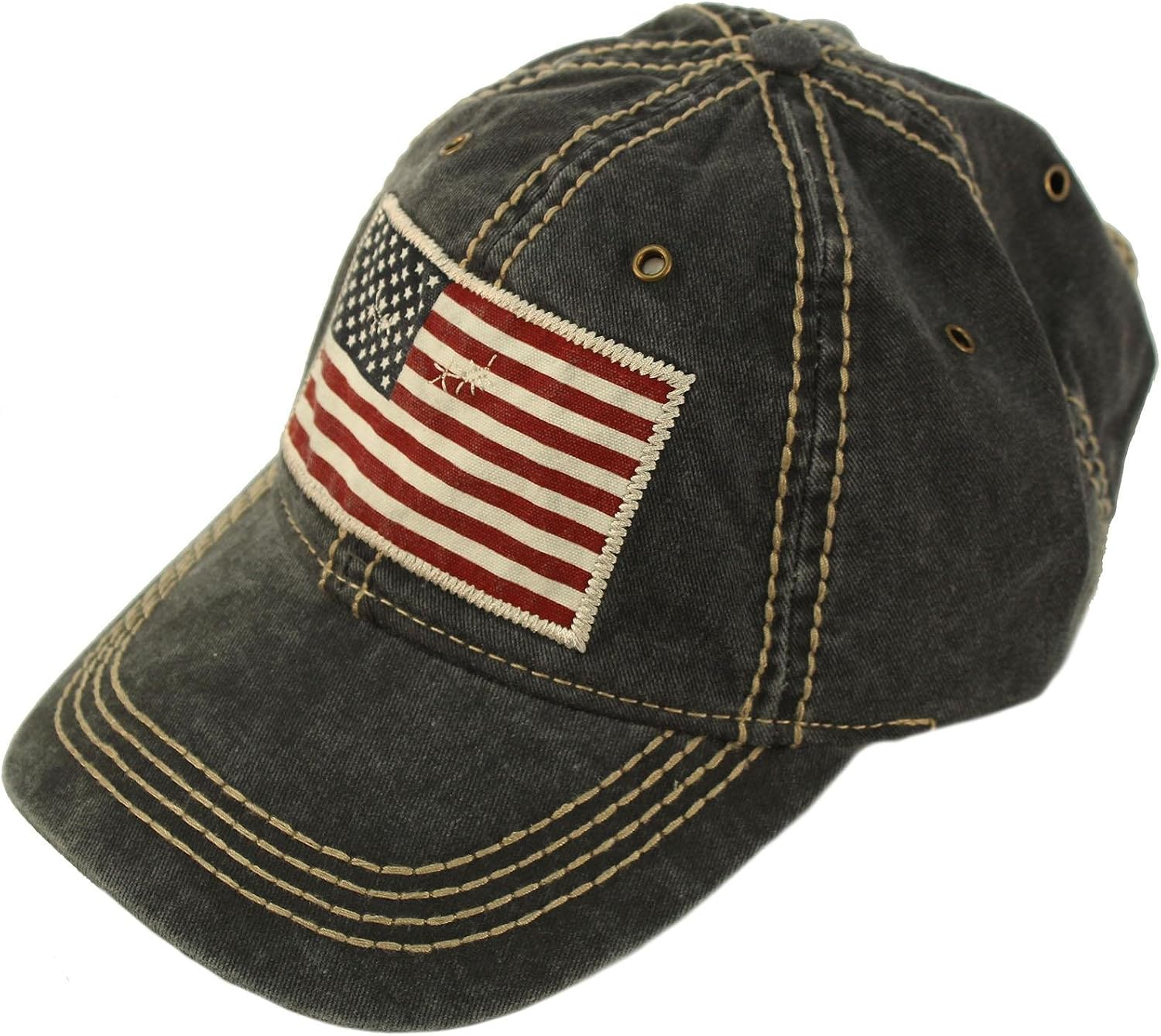 Unisex Washed Cotton Vintage USA Flag Low Profile Summer Baseball Cap Hat