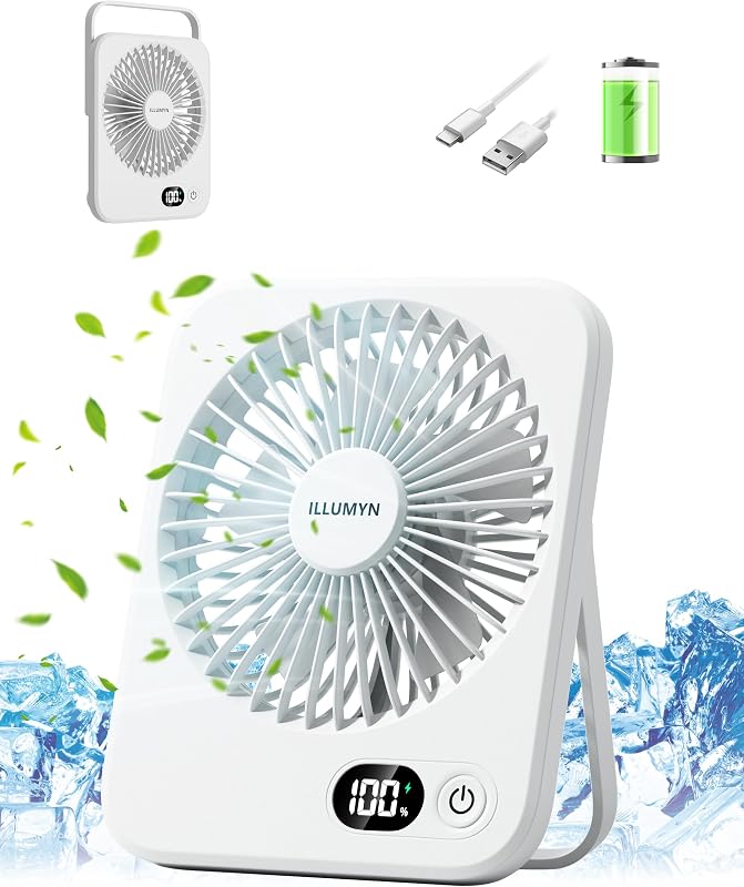 ILLUMYN Hordozható Asztali Ventilátor USB Töltéses Csendes Összecsukható