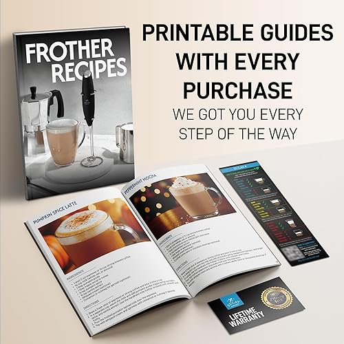 Vista 26 de Zulay Kitchen - Espumador de leche de mano con pilas AA Duracell: batidora de bebidas resistente para café, latte, capuchino y más, color aurora