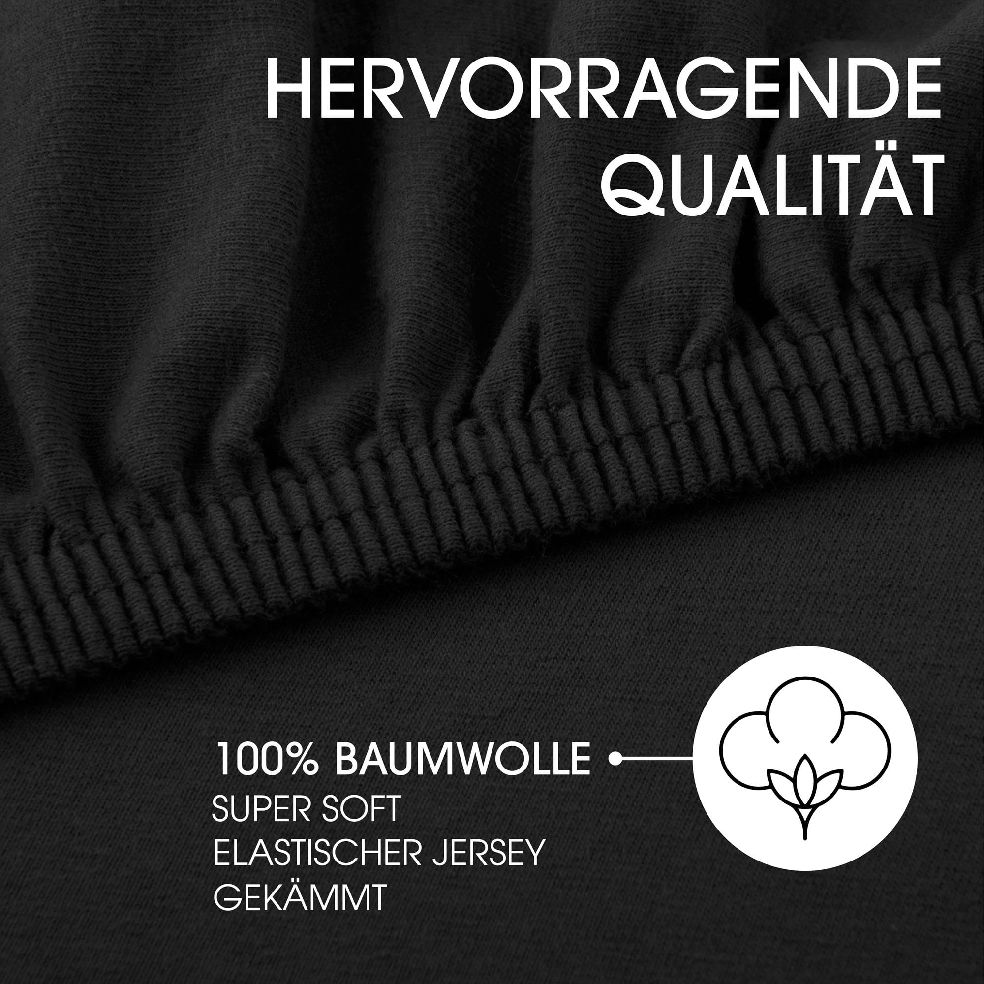 CelinaTex Jersey Spannbettlaken Lucina Doppelpack 200x200-200x220cm schwarz 100% Baumwolle gekämmt bis 26cm Matratzenhöhe Spannbettbezug, Leintuch, Bettlaken, elastisch, Strech, Oeko-Tex