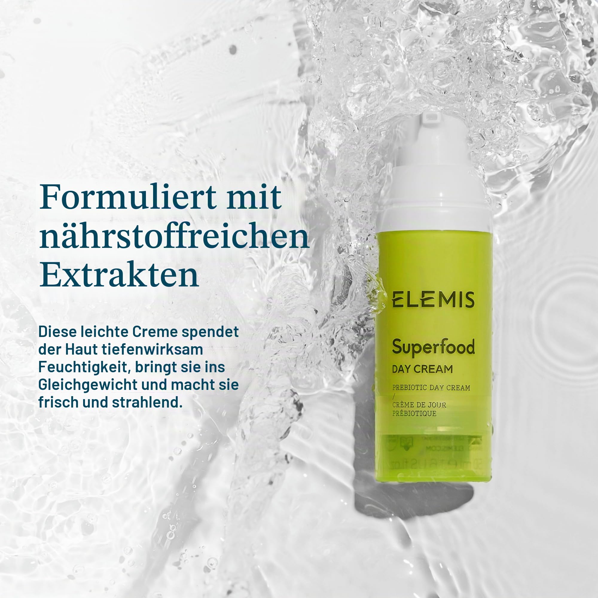 ELEMIS Superfood Day Cream, Gesichtscreme Feuchtigkeitspflege 50ml | Leichte feuchtigkeitsspendende Tagescreme, die die Haut stärkt, schützt und für einen frischen, strahlenden Teint sorgt