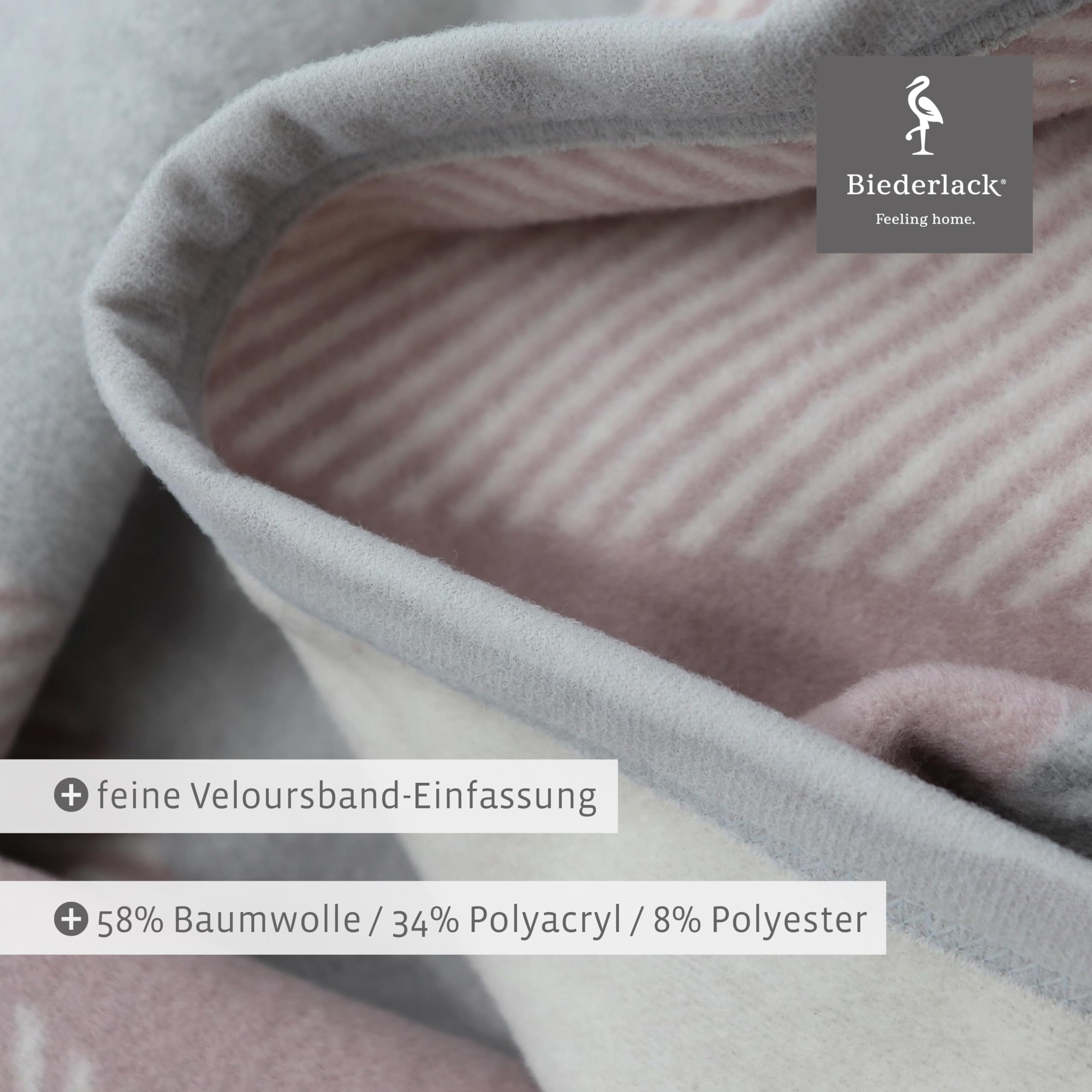 biederlack® weiche Kuscheldecke Check Rosé, Sofa-Decke in 150x200 cm