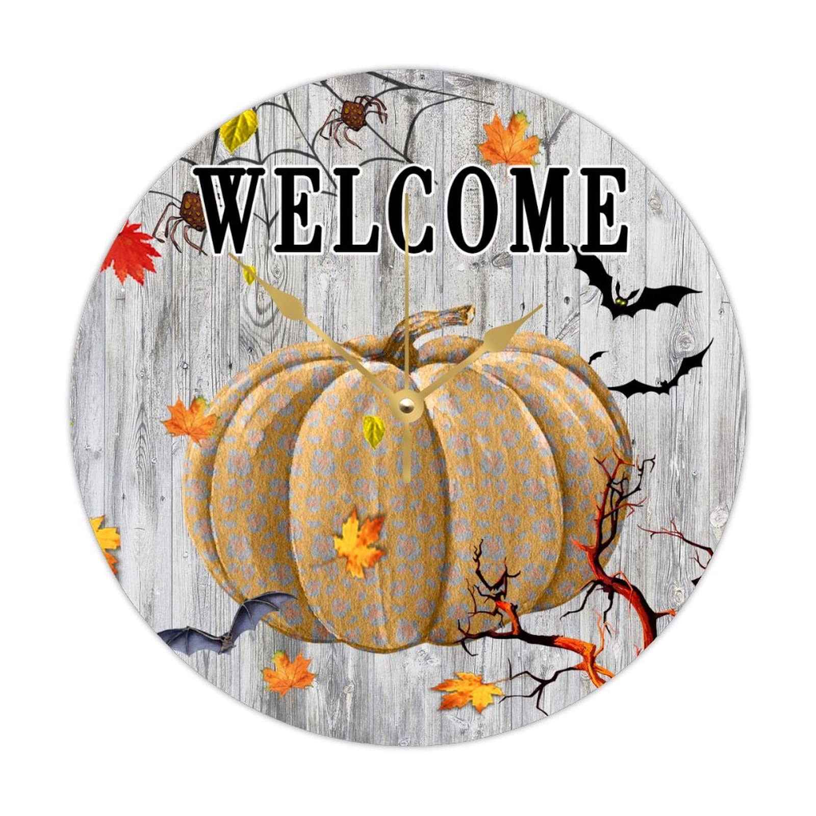 Horloge en bois Halloween citrouille pour salon automnal