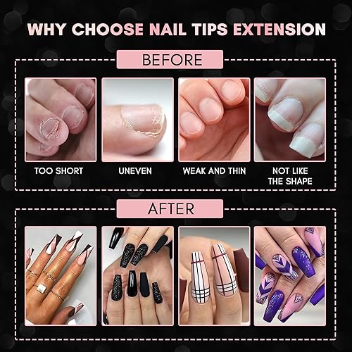 Miniatura 7 de Makartt Kit de gel de uñas sólido constructor para extensión de uñas, paquete de gel duro todo en uno con Makartt 500 puntas de uñas de gel suave de