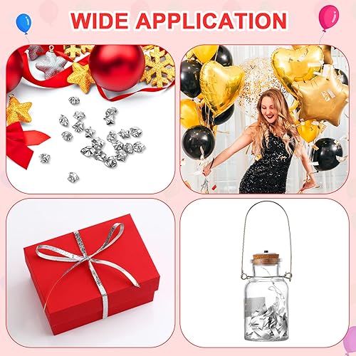 Miniatura 7 de 24 piezas de pesas metálicas para globos, soporte para globos, pesos pesados de mesa y 1 rollo de cinta prensada iridiscente, cinta brillante para