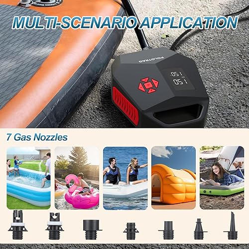 Miniatura 5 de Paddle Board Pump, SUP Pump Electric Portable with Auto-OffDeflation, 12V DC Car Connector Air Pump for Inflatables, Kayak and Air Mattress