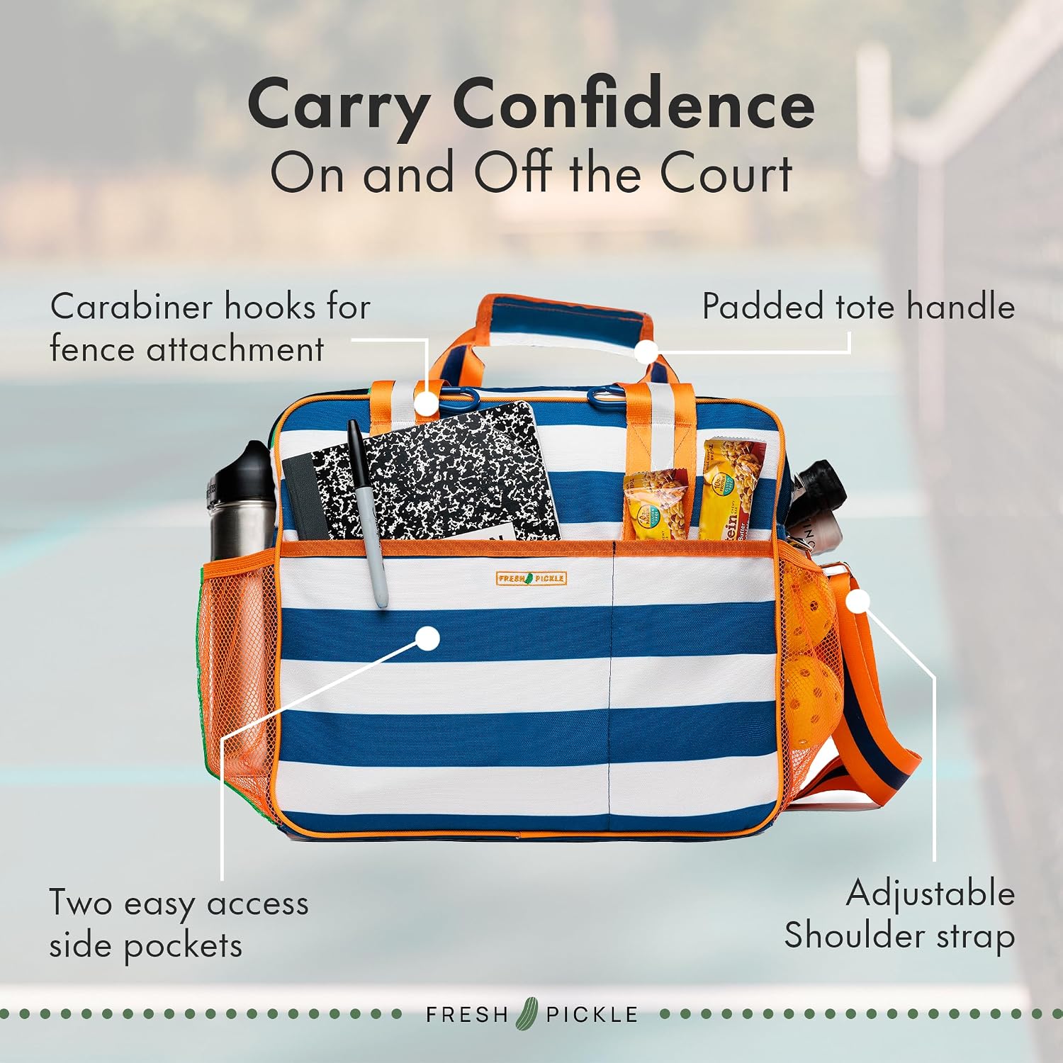Lola Pickleball Tote Bag for Women - Designer Pickleball Bag with Paddle Storage, Zip Pockets & Shoulder Strap, Chic, Durable, Water-Resistant Pickle Ball Bags