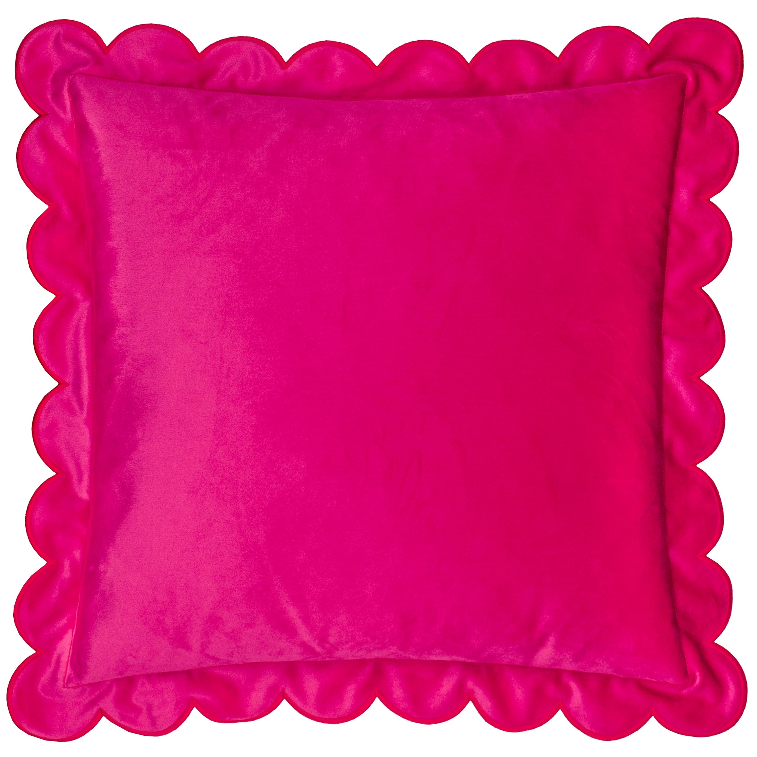 Furn Unisex Fuchsia Lil Scallop Velvet Cushion In | Size: 45Cm X 45Cm