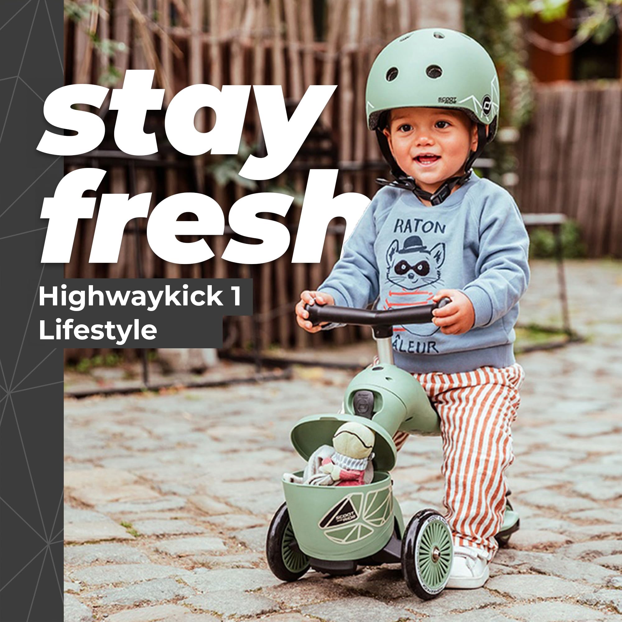 Scoot & Ride Unisex – Bambini Highwaykick 1 Lifestyle Kickboard con seduta e contenitore..