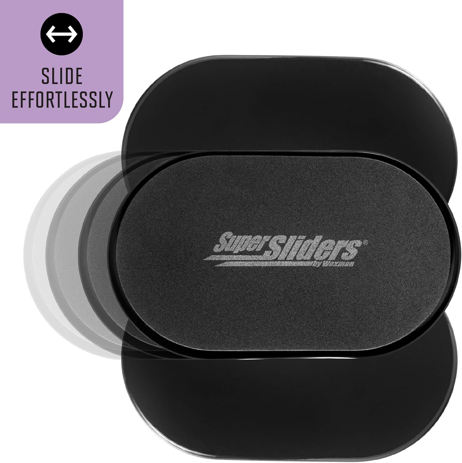 Super Sliders 5-3/4" x 9-1/2" XL Oval Reusable Furniture Sliders for Carpet, Anti-Slip Protective Furniture Moving Pads for Beds, Sofas, Dressers, Set of 4, Black