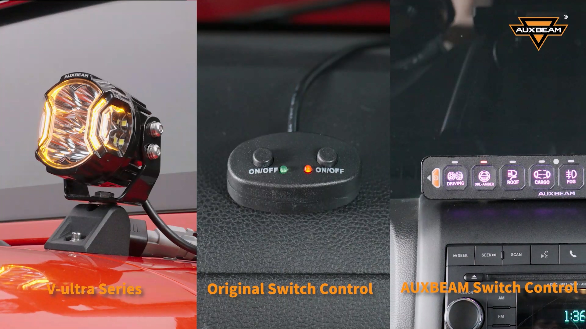 Auxbeam 5In V-Ultra Series 172W LED Light Pods, Offroad Round