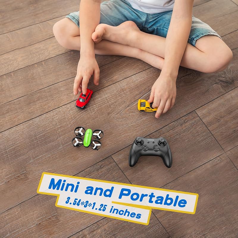 Tomzon A23 Mini Drón Gyerekeknek LED Világítással - RC Quadcopter Magasságtartással, 3D Flip, 5 Fénymód, 2 Akkumulátor, Kezdőknek, Zöld