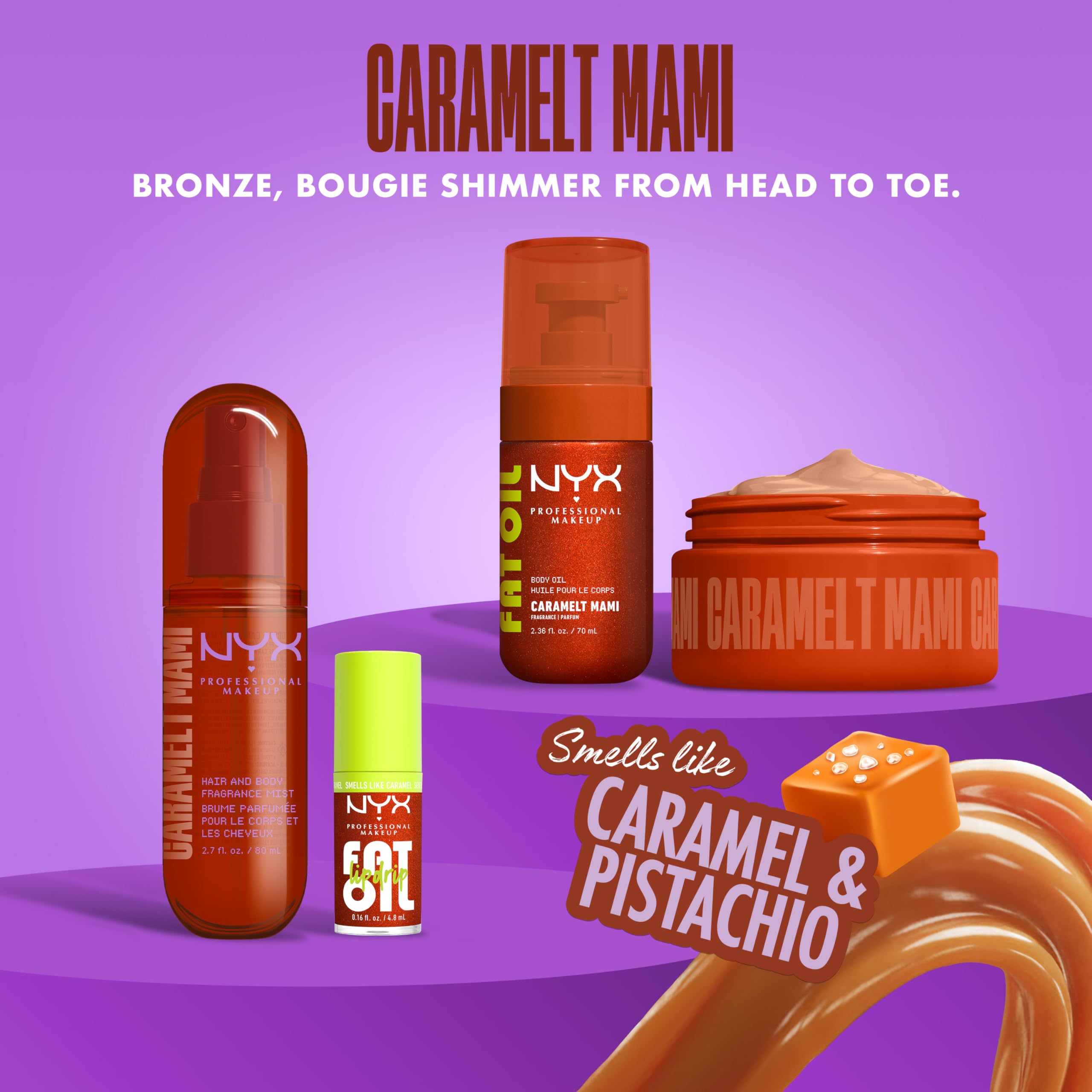 NYX Body Mist, Caramelt Mami Hair & Body Fragrance Spray, Sweet Vanilla & Whipped Cream Scent, Long-Lasting Gourmand Perfume Mist, Vegan & Cruelty-Free — view 6