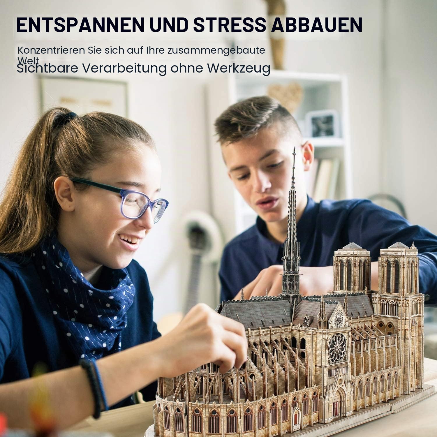 CubicFun 3D Puzzle Frankreich Notre Dame de Paris (Große) Architekturmodellbausätze Gotische Kirche Modellbau Geschenk für Erwachsene, 293 Stück | Große Architekturmodellbausätze, Gotische Kirche Modellbau, Geschenk Erwachsene