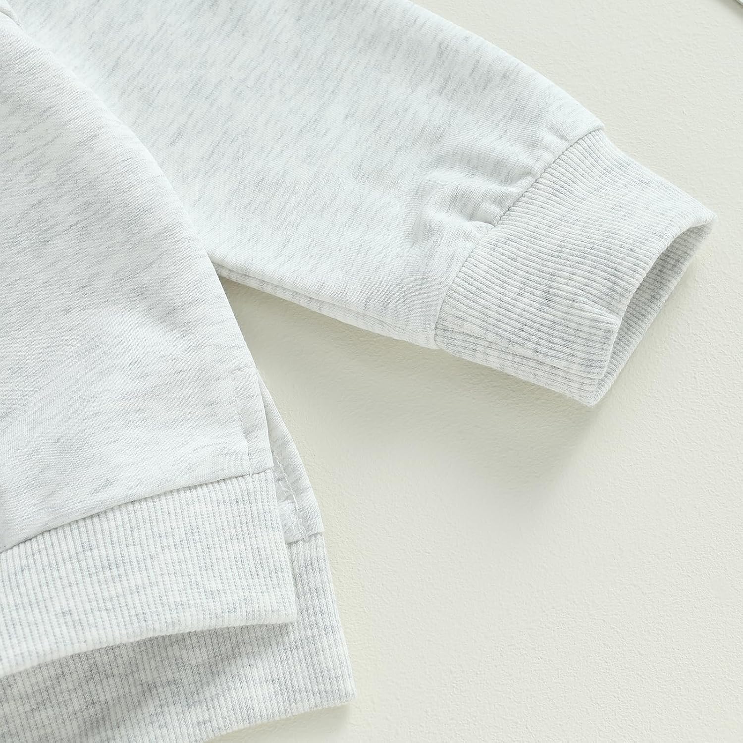 Toddler Baby Boy Girl Fall Winter Outfit Basic Solid Color Crewneck Long Sleeve Sweatshirt Top Jogger Pants Set