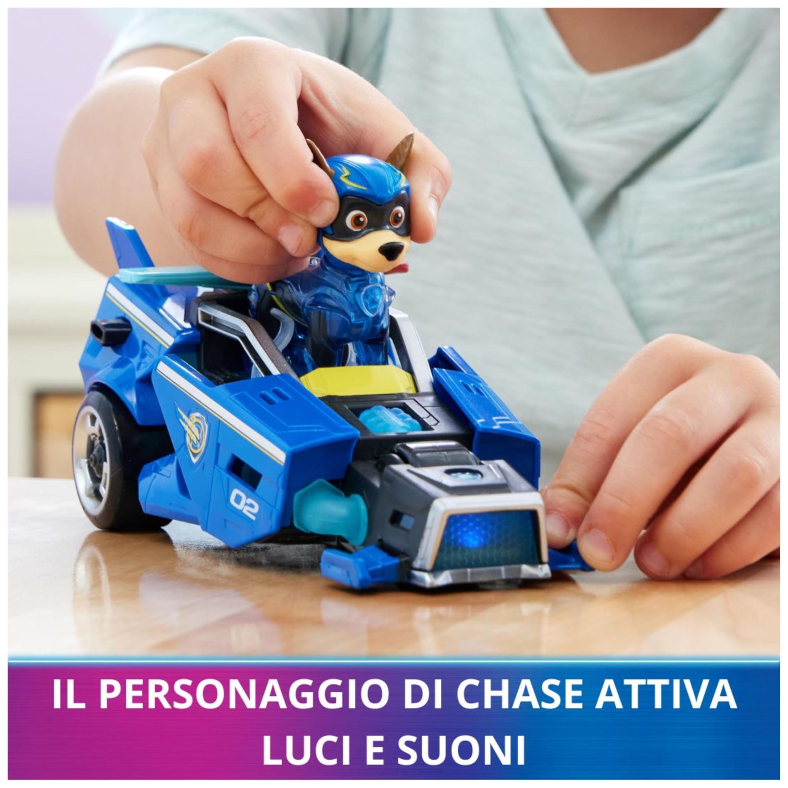 Paw Patrol, Veicolo della Polizia di Chase Tematizzato Il Super Film, con Luci e Suoni, Giochi per Bambini e Bambine, 3+ Anni