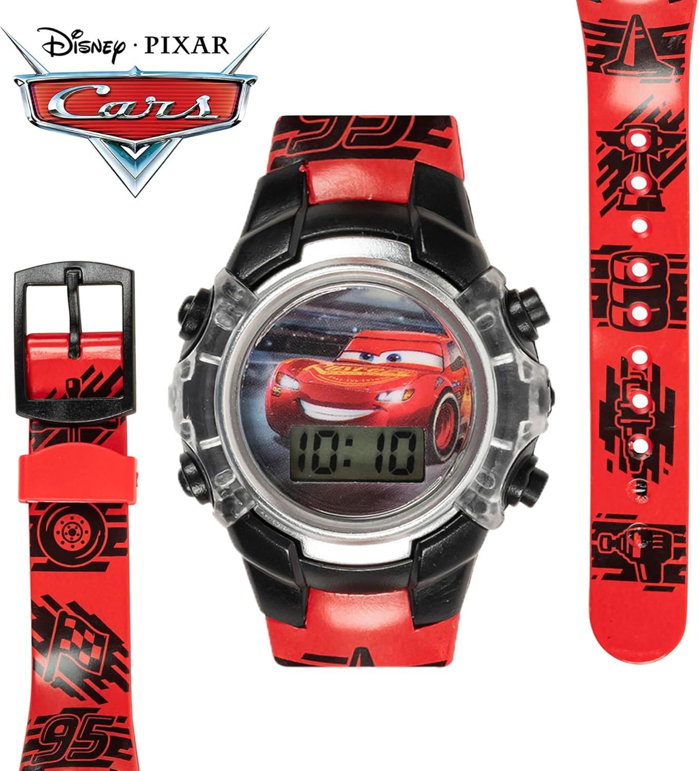 Disney Pixar Cars Kids Watch – Flashing Dial Lights, LCD Display, Adjustable Plastic Strap – Perfect for Boys and Girls - Image 4