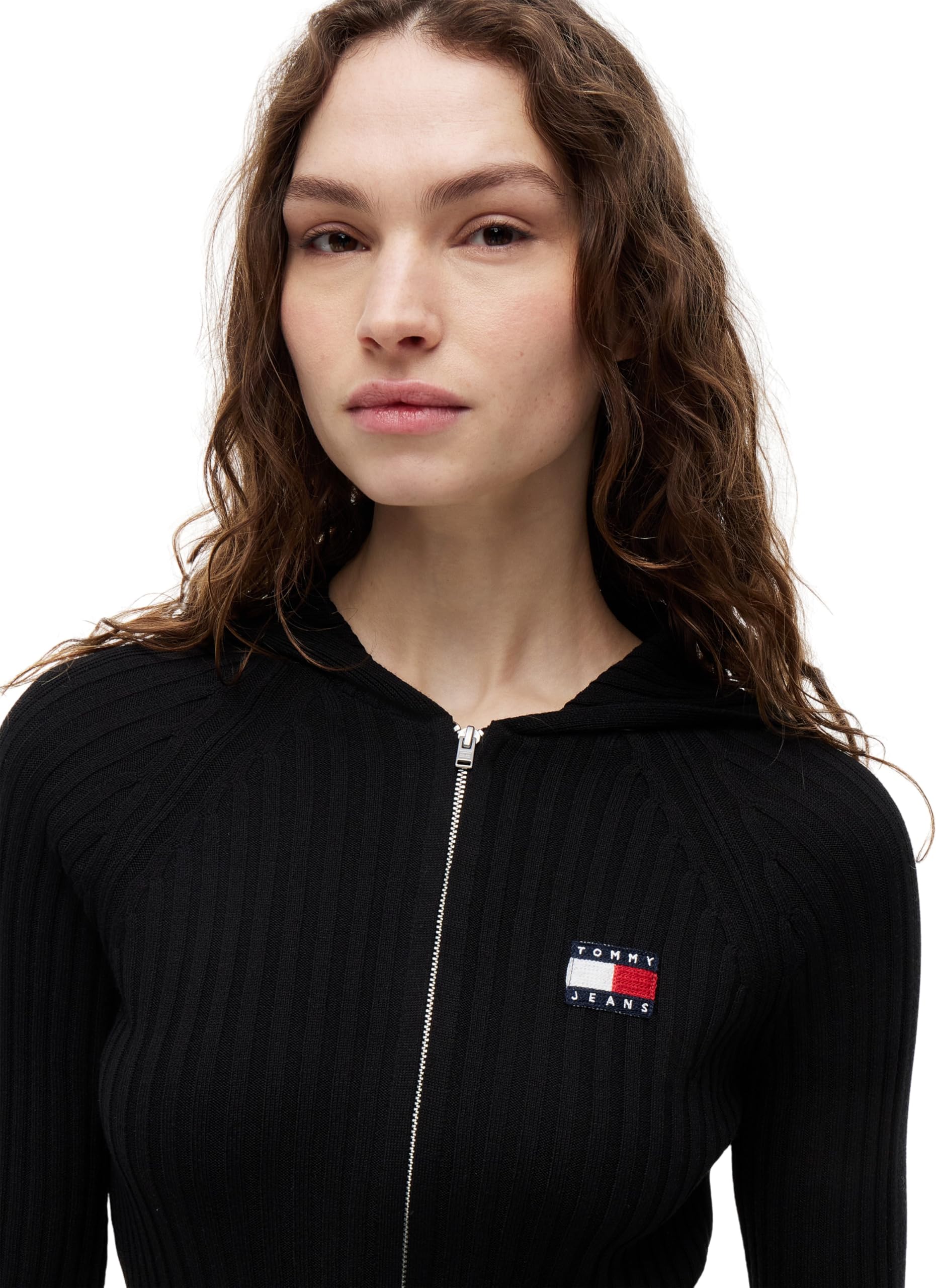 Tommy Jeans Tjw Hood Zipper Rib Cardigan Dw0dw20974 Suéter con Cremallera Mujer