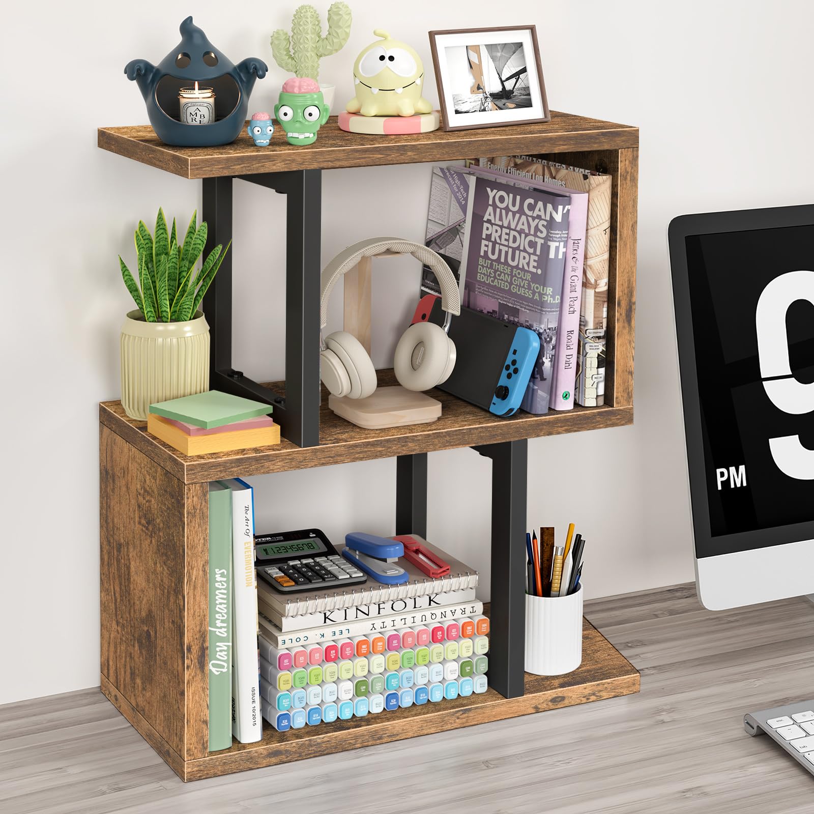 Wood Desk Shelf Organizer, Desk Hutch Top Only, Book - View #2
