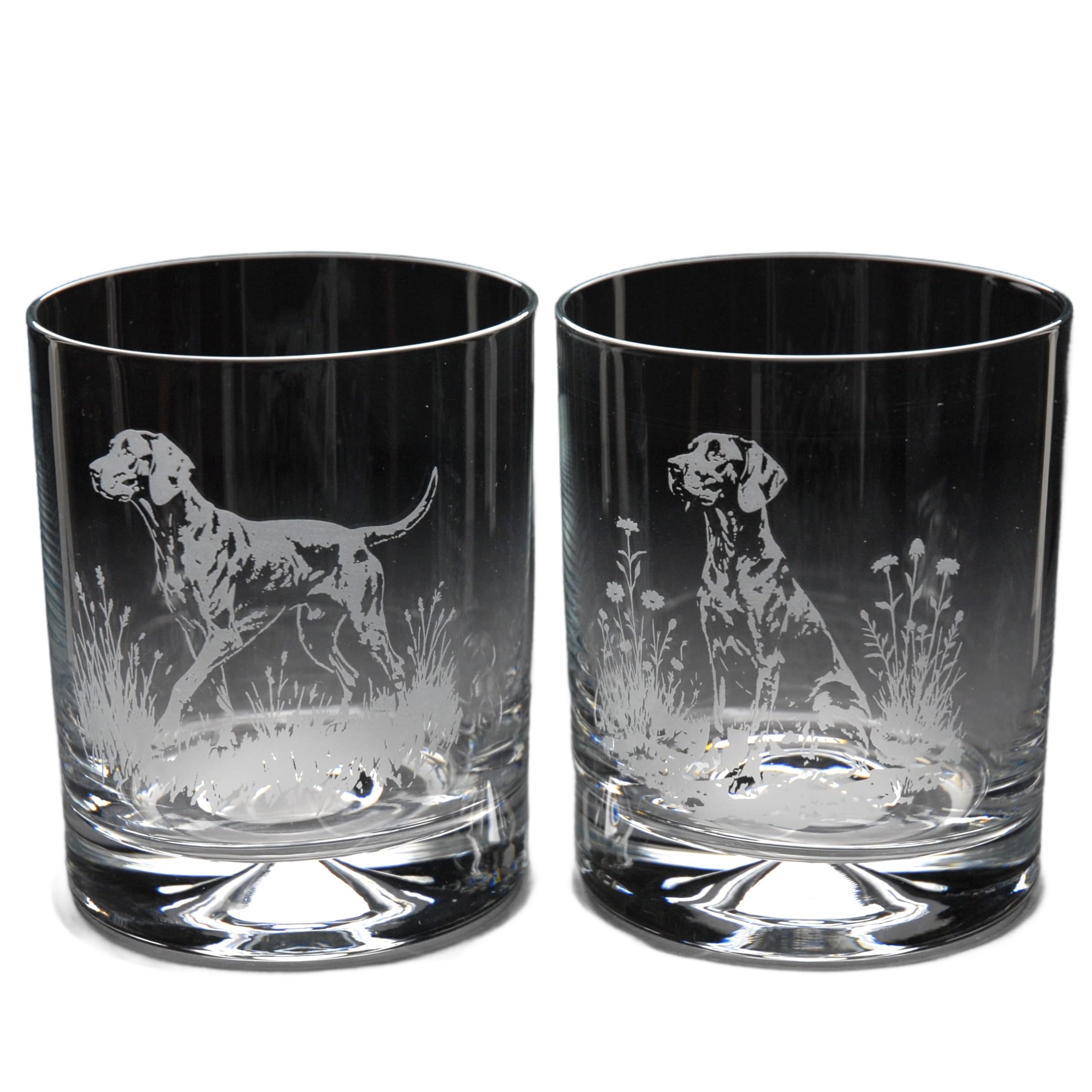 GLYPTIC Glass Art German Pointer Dog Placement Hand Etched/Engraved Whiskey Tumbler Glass — image 1