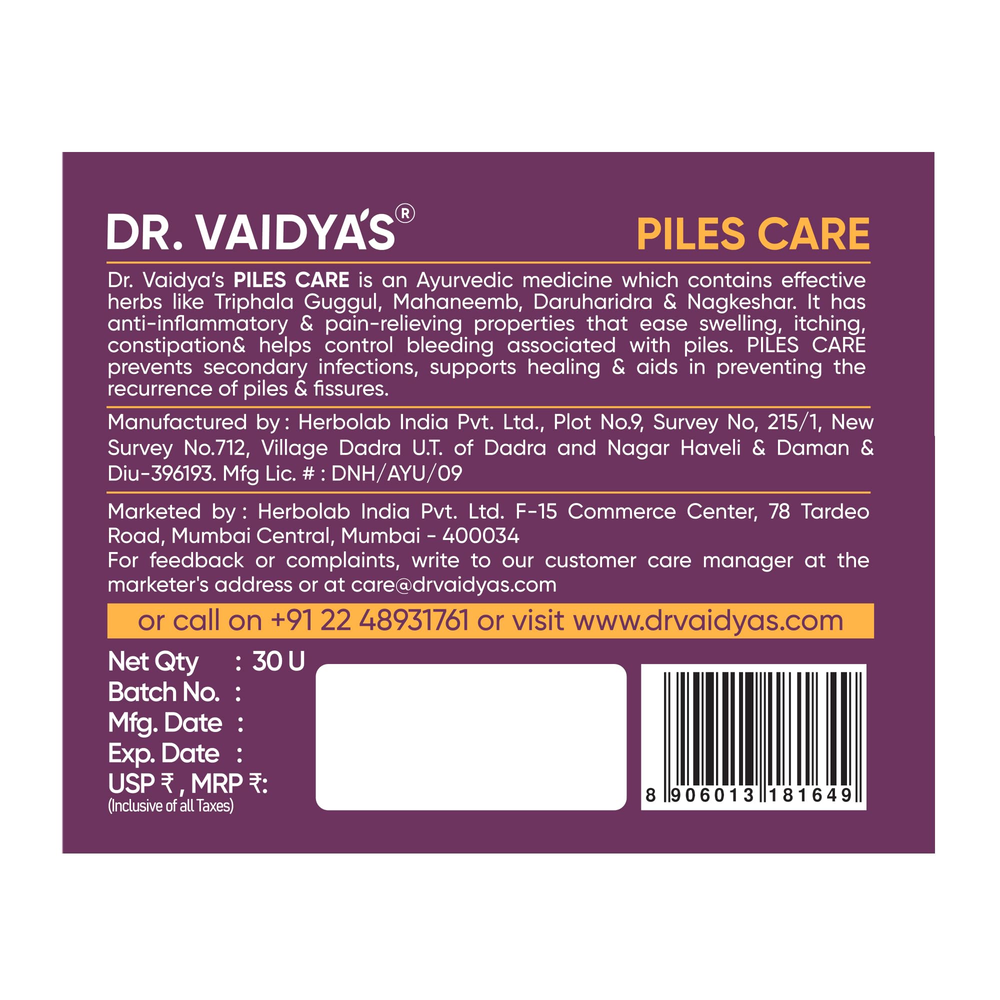Dr. Vaidya's Piles Management Combo | Ayurvedic Medicine for Piles, Hemorrhoids, Fissure & Fistula Relief | Herbal Capsules + Healing Cream | Natural Formula with 10+ Herbs (Pack of 2) 3