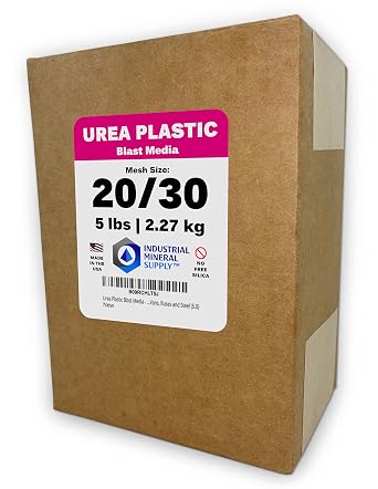 Urea Plastic Blast Media - Mesh Size 20/30 - Plastic Abrasive for Stripping Paint and Removing Coatings from Cars, Aircraft, Trucks, Trailers, Trains, Vans, Buses and Steel 5.0
