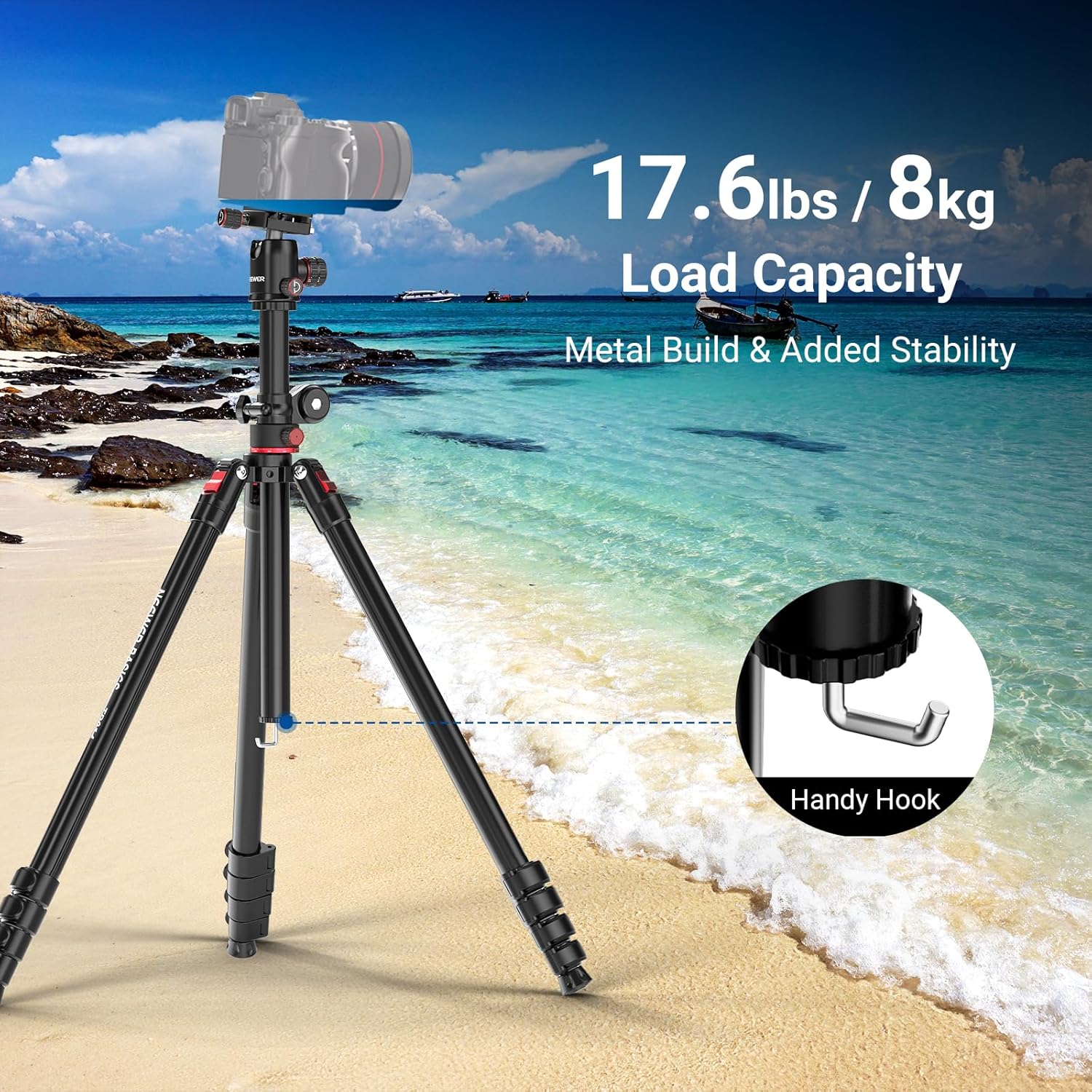 NEEWER Basics Overhead Camera Tripod Monopod with Ball Head & Horizontal Center Column, 76 Inch Tall Metal DSLR Video Travel Stand, Arca Type QR Plate & Inverted Legs, Max Load 17.6 lb, TP014