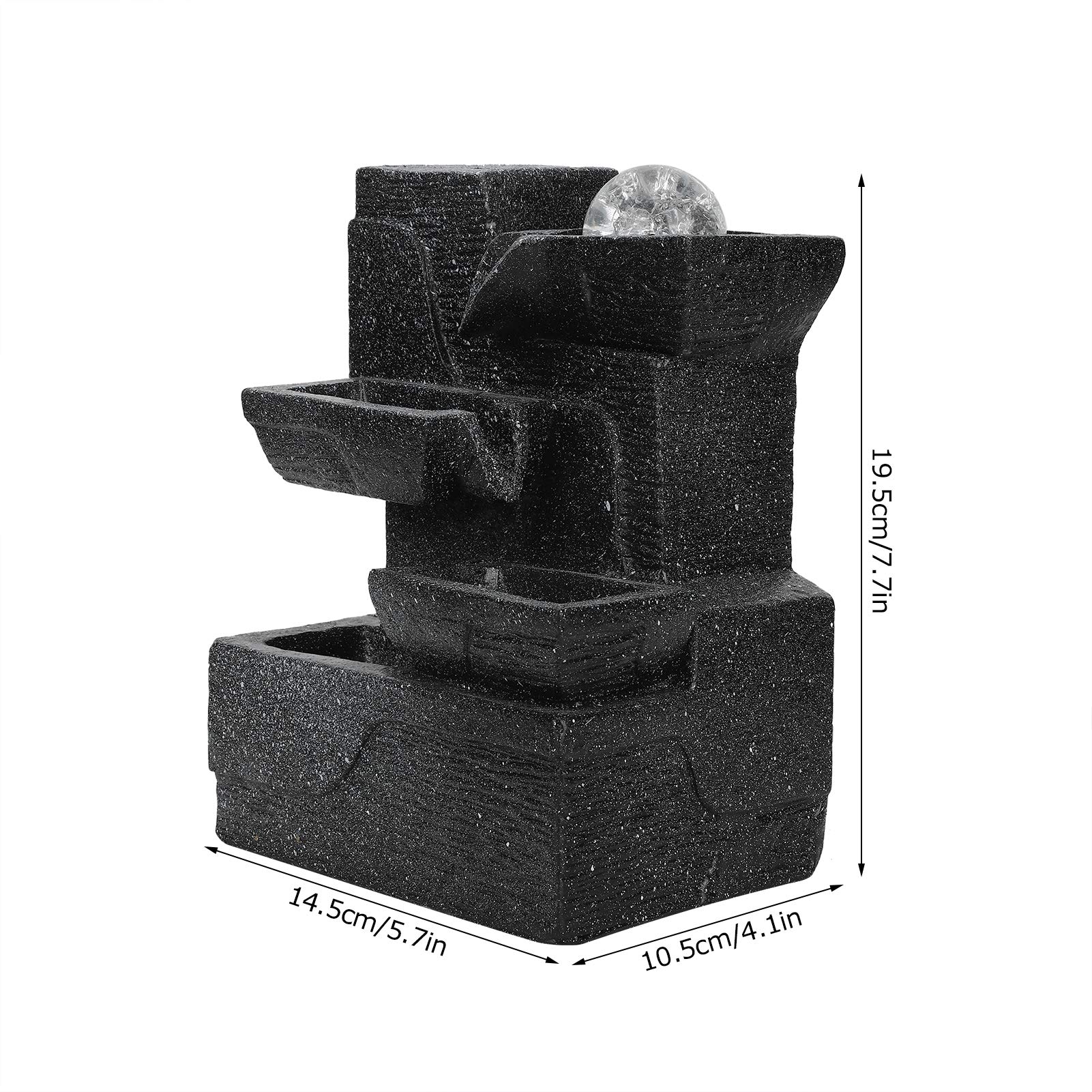 Tissting Fuente de Sobremesa, Resina Rocalla Manantiales de Agua Bola de Cristals Adorno de Iluminación para Interior Feng Shui Decoración de Mesa de Oficina en Casa AC220-240V