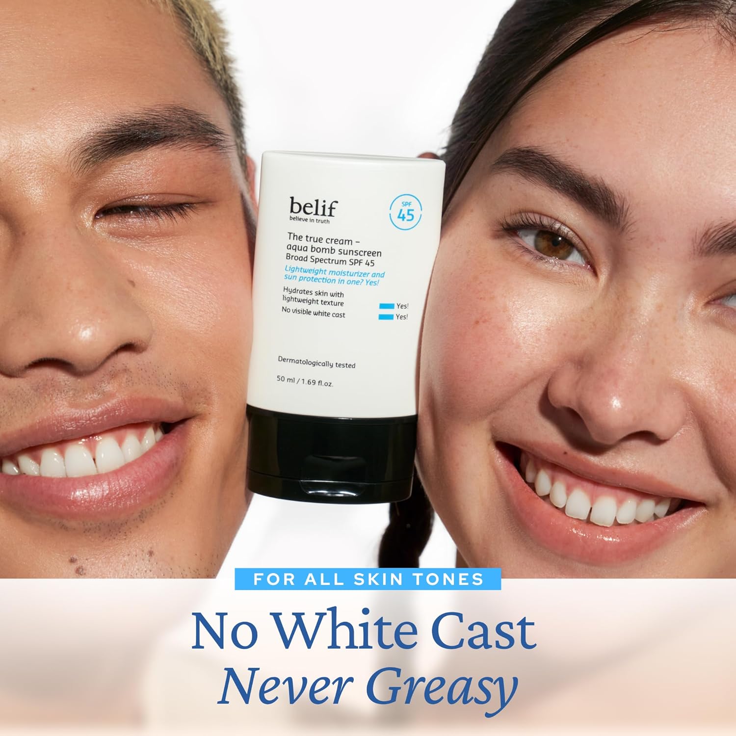 belif Aqua Bomb SPF 45 Hydrating Niacinamide Sunscreen (1.69 fl. oz) - The True Cream PA++++, Daily Broad Spectrum, No White Cast, Weightless & Invisible, Non-Greasy, Korean Skincare | Hydrating, Niacinamide, The True Cream, PA++++, Daily Broad Spectrum, No White Cast - Image 6