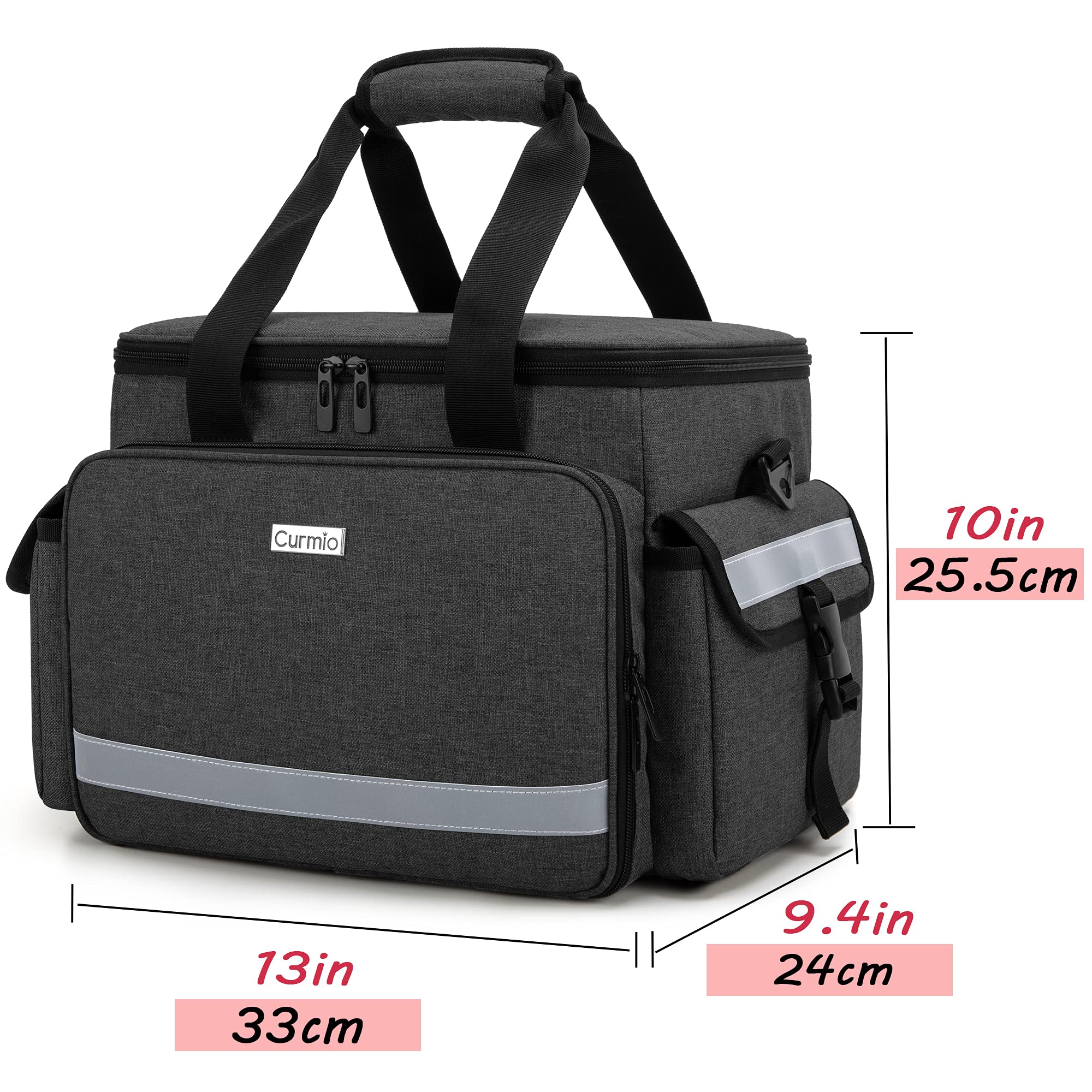 CURMIO Bolsa de Primeros Auxilios, Botiquín de Primeros Auxilios, Bolsa para Emergencias con Bandolera y 2 Divisores Desmontables y 2 Detachable Dividers, Bolsa Médico, Sola Bolsa