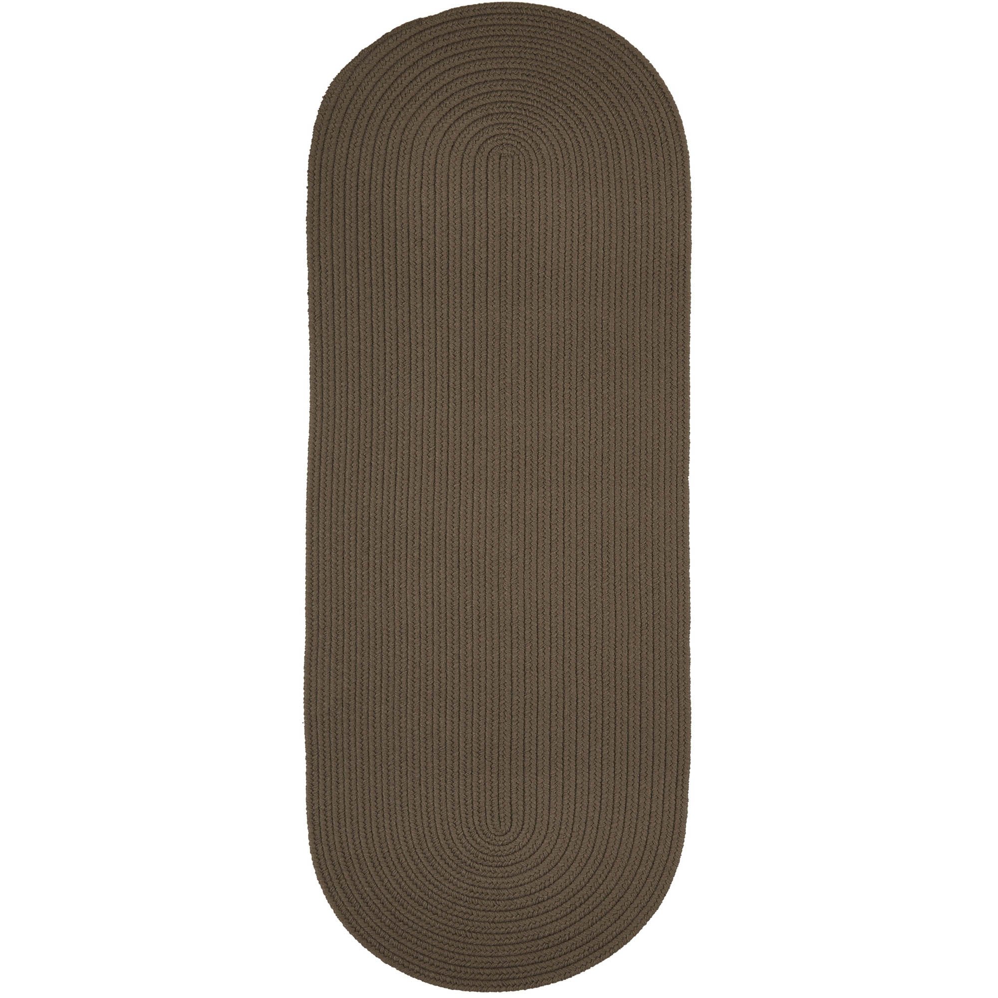 Super Area Rugs Maui Solid Braided Rug Indoor/Outdoor Washable Reversible Carpet, Dark Taupe, 2' X 6' Runner